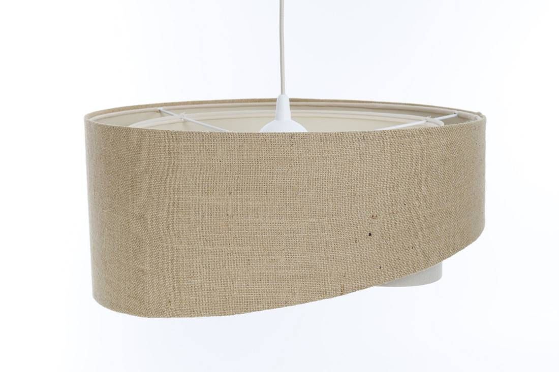 Hängeleuchte Stoff Natur Creme E27 rund D: 60 cm Boho Lampe, Lampenschirm