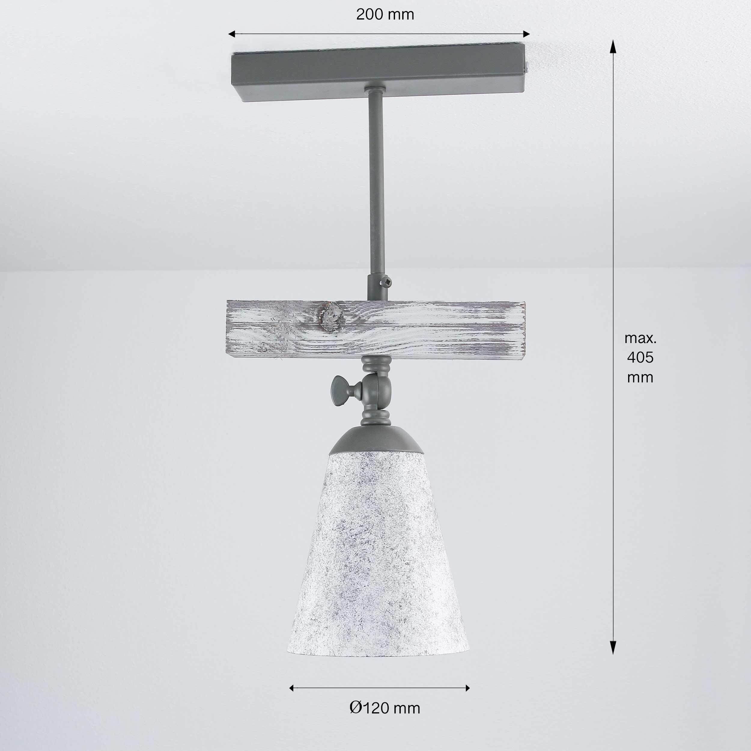 Deckenstrahler Metall Holz in Shabby Weiß Taupe E27 Badezimmer, Drinnen, Zimmer, Duscharmatur, Leuchte