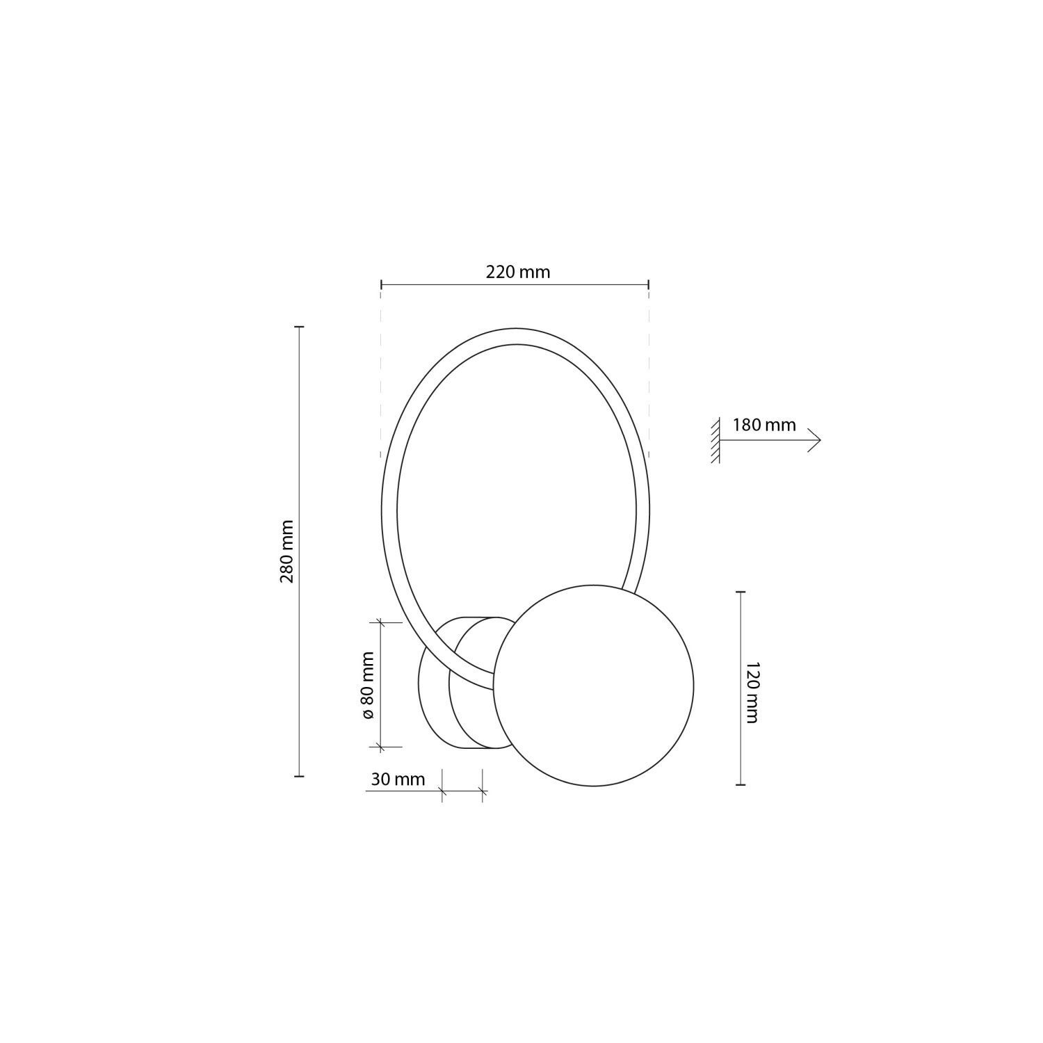 Wandlampe Metall Rauchglas G9 Schwarz Graphit Kugel Schirm Diagramm, Plan, Handlung