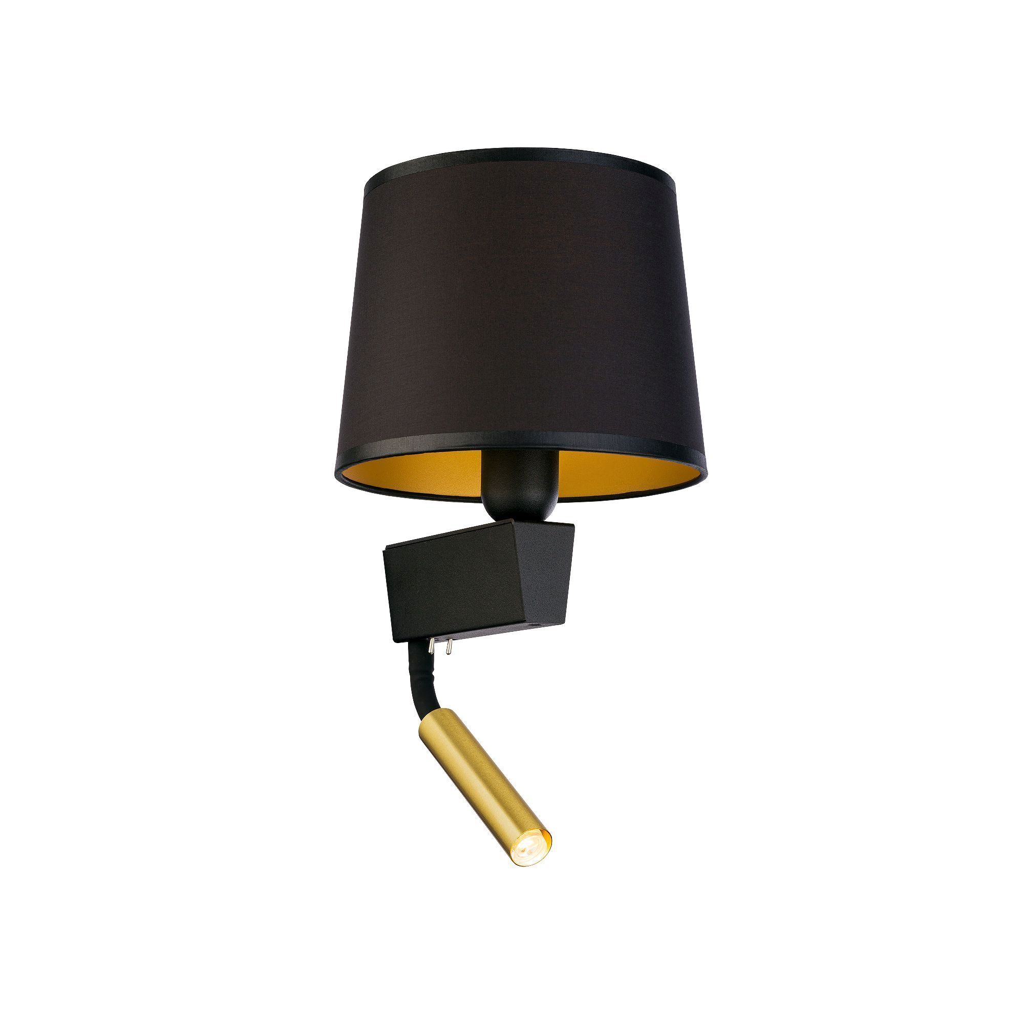Wandleuchte mit Schalter Lesearm Schwarz Gold Modern Wandleuchte, Wandlampe, Schwarz, Goldakzent, Lichtquelle