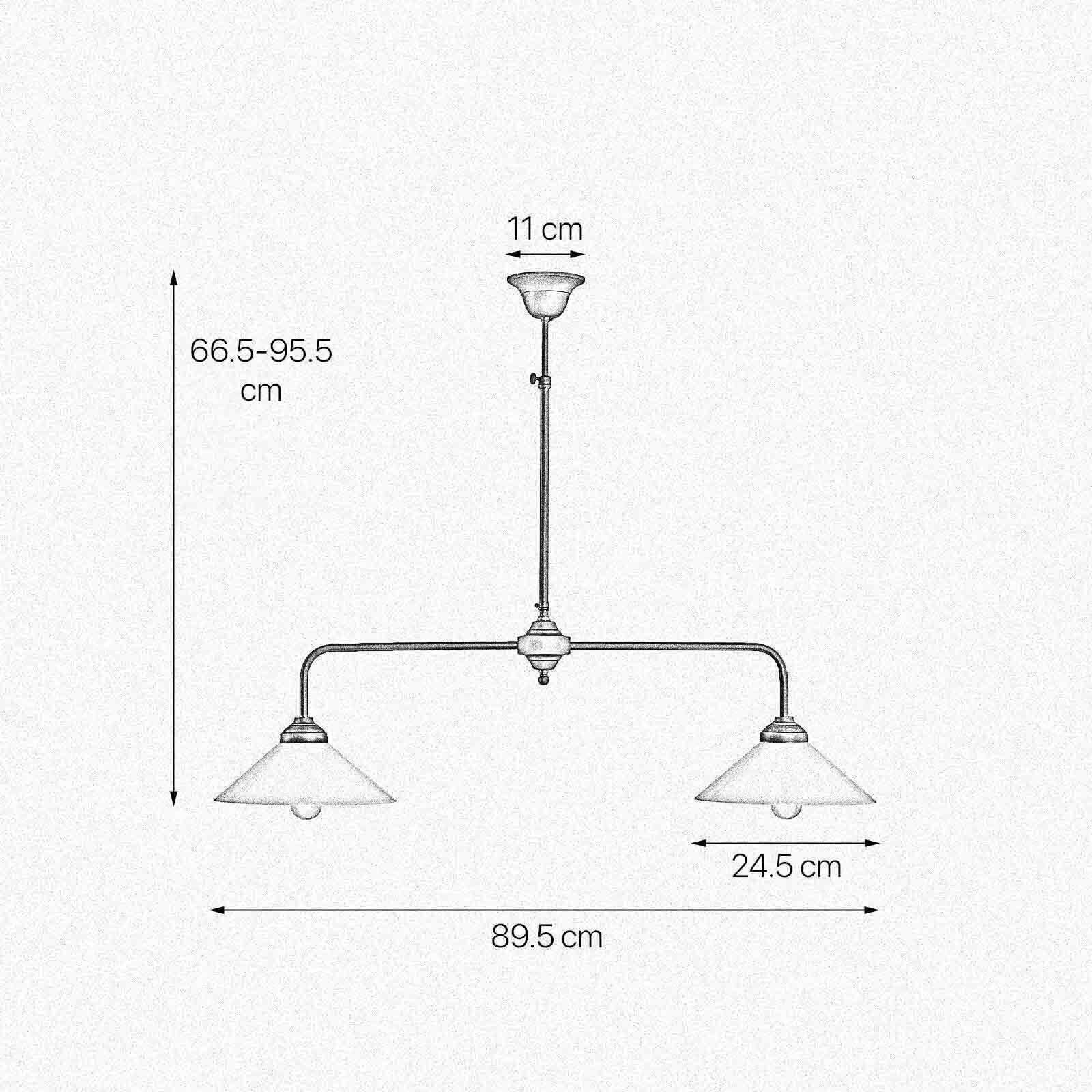 Deckenleuchte 2-flammig Messing Glas H: max. 89,5 cm E27