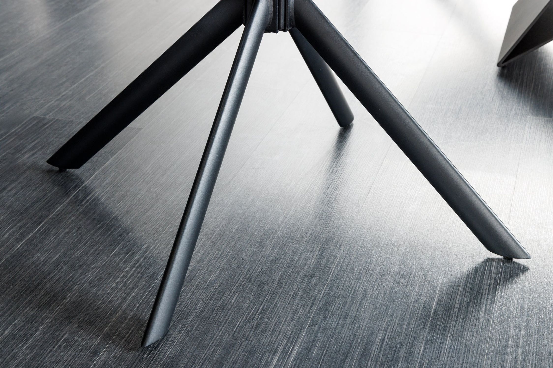 Bürostuhl Leder Metall B: 65 cm ohne Rollen in Braun Schwarz Stativ, Mobiliar