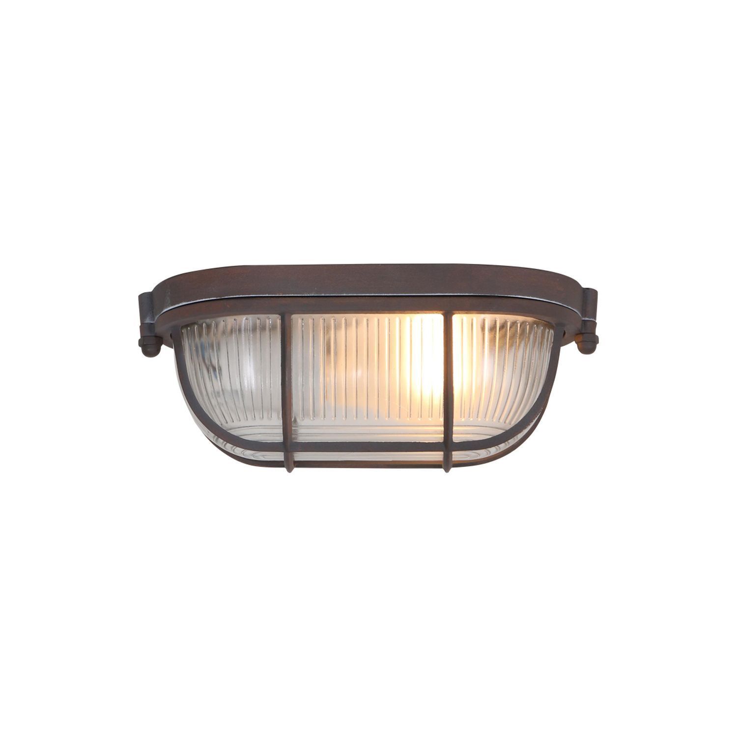 Deckenlampe Riffelglas Metall Braun L:21 cm Industrie
