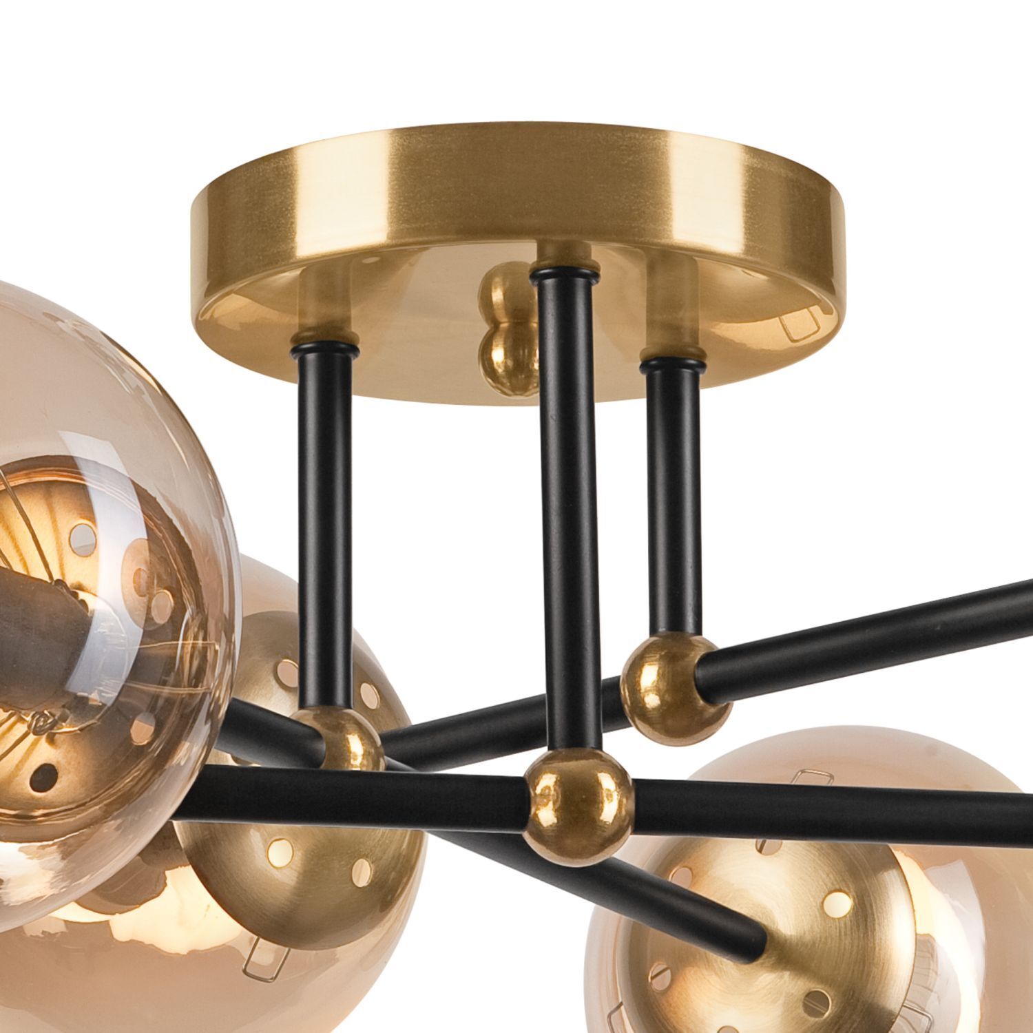 Blendarme Deckenlampe in Gold Glas Metall 6-flammig E14