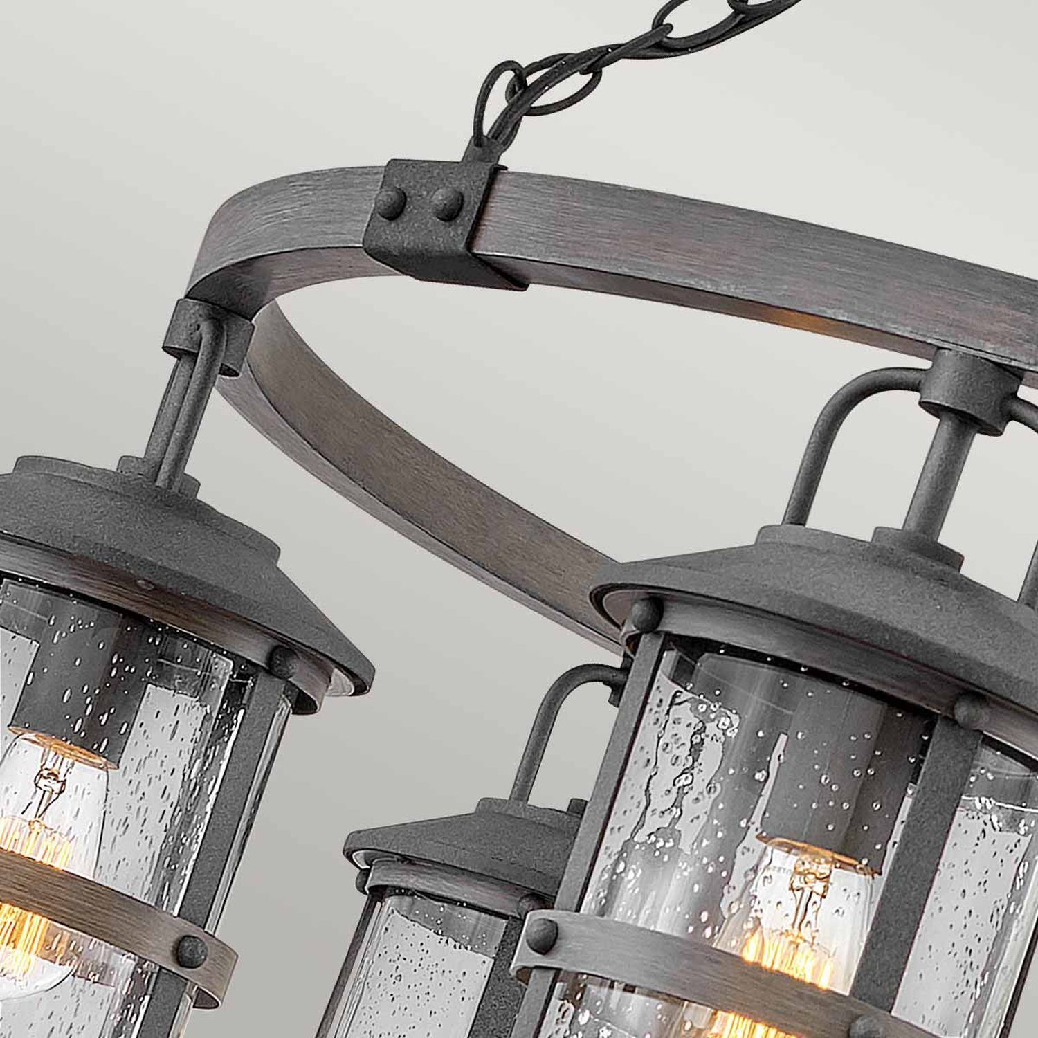 Hängeleuchte außen rund Ø 94,9 cm Glas Alu E27 IP44