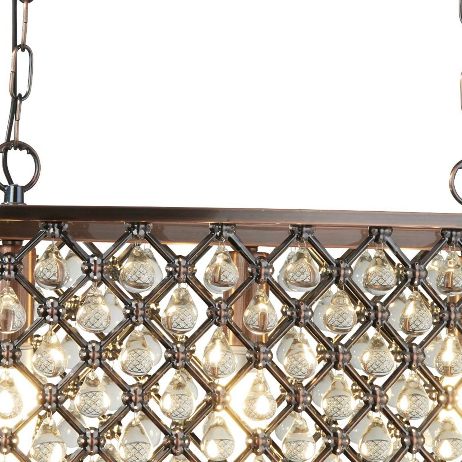 Hängelampe Kristall B: 60 cm 3x E14 in Kupfer antik