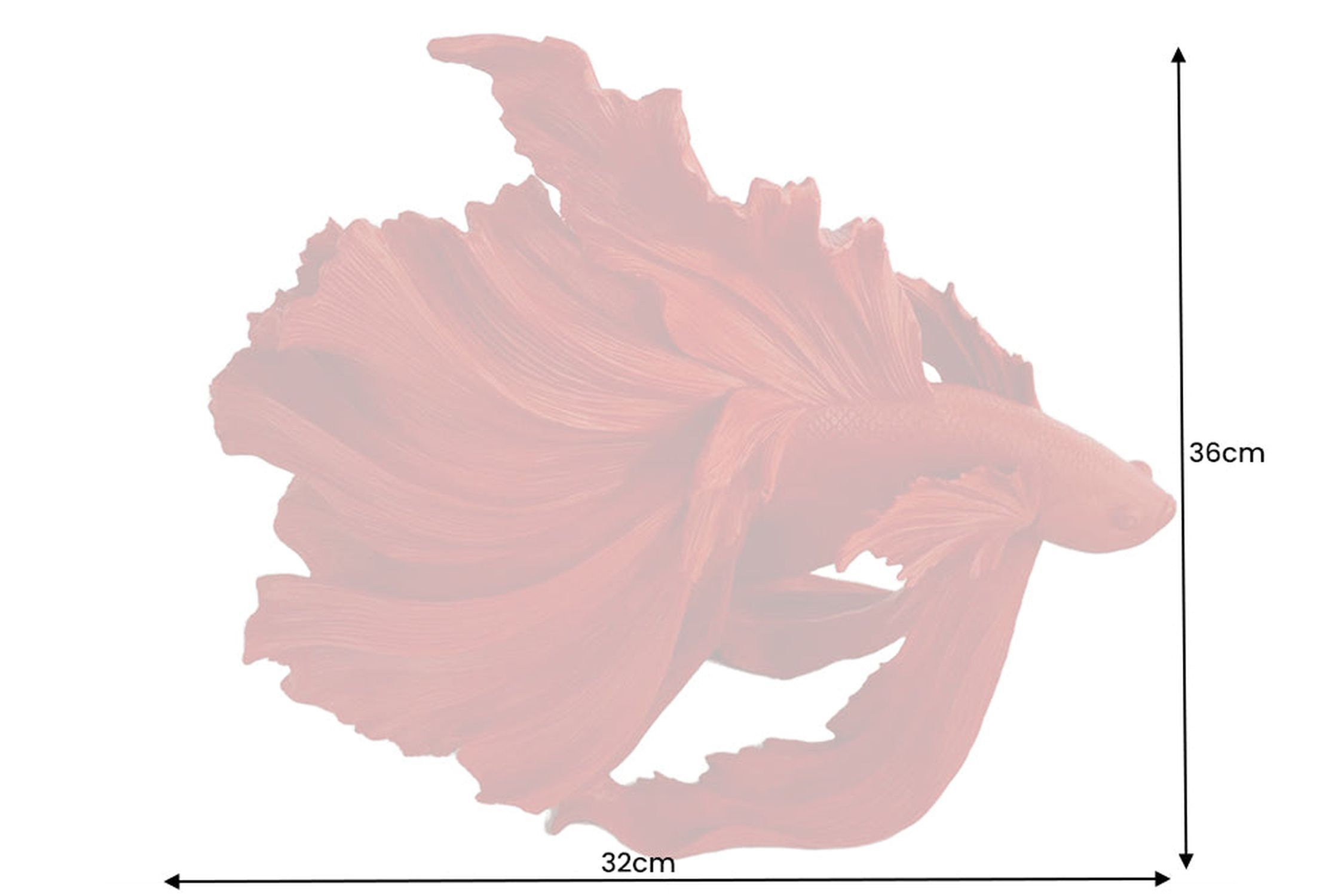 Deko Statue Kampffisch Polyresin H: 36 cm Rot Blume, Blütenblatt, Pflanze, Person