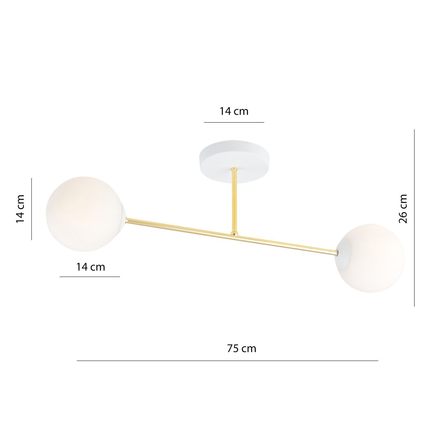 Deckenleuchte Weiß Gold 2-flammig 55 cm E14 ANNETTA
