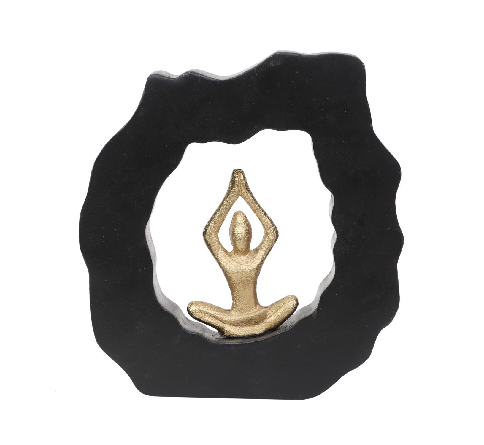 Dekostatue Schwarz Gold Holz Alu Yoga Figur H: 20 cm Elektronik, Hardware, Zubehör, Person