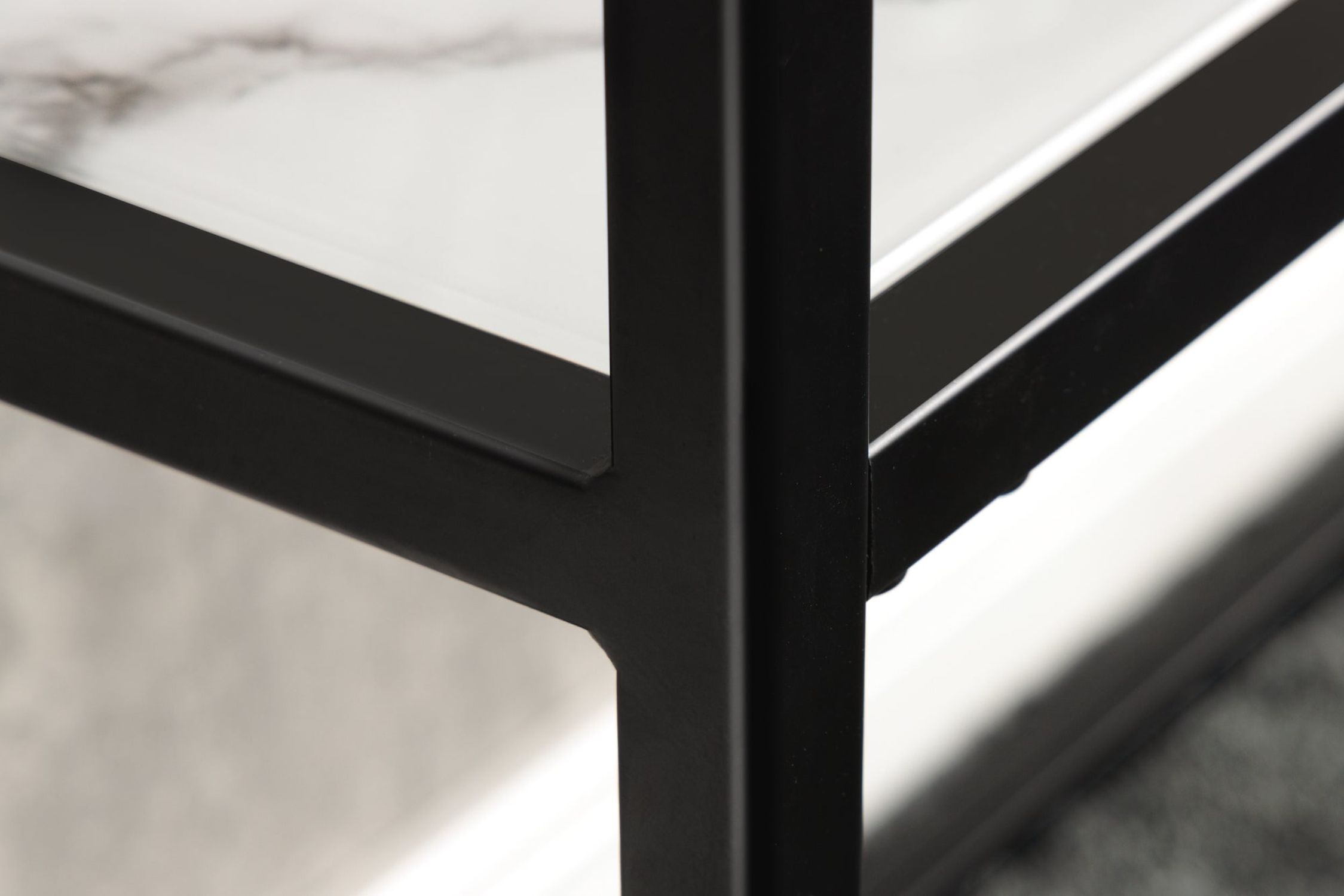 Konsolentisch Hartglas Metall in Weiß Schwarz 80 cm