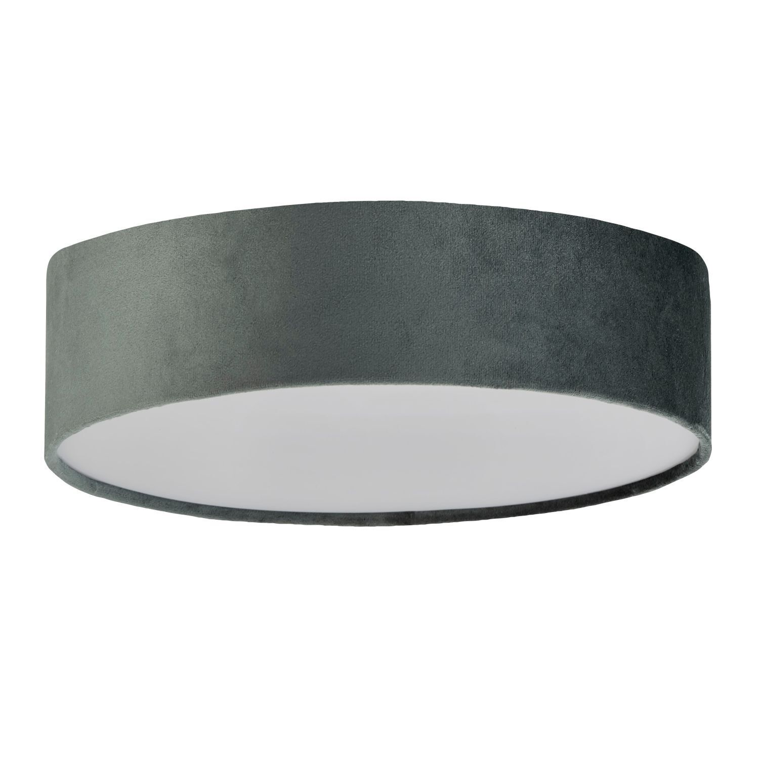 Deckenlampe Samt Schirm rund Ø 38 cm klein Grau 2x E27