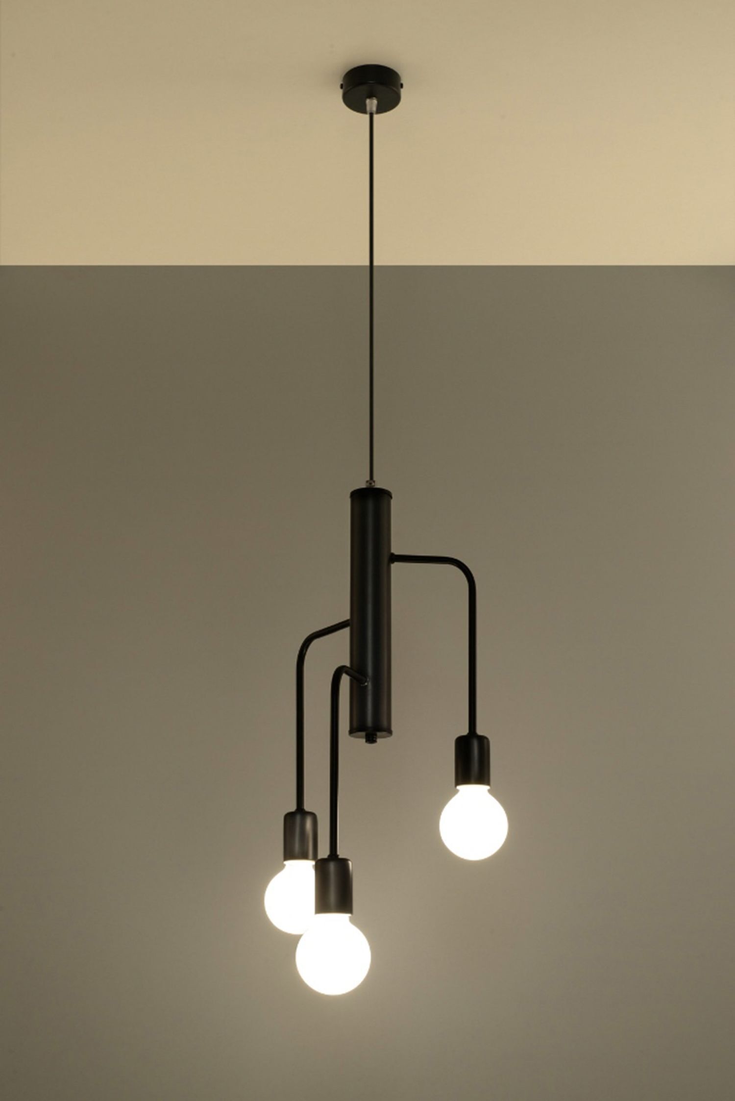 Pendelleuchte Schwarz Metall Retro 3-flammig E27 NERVIA