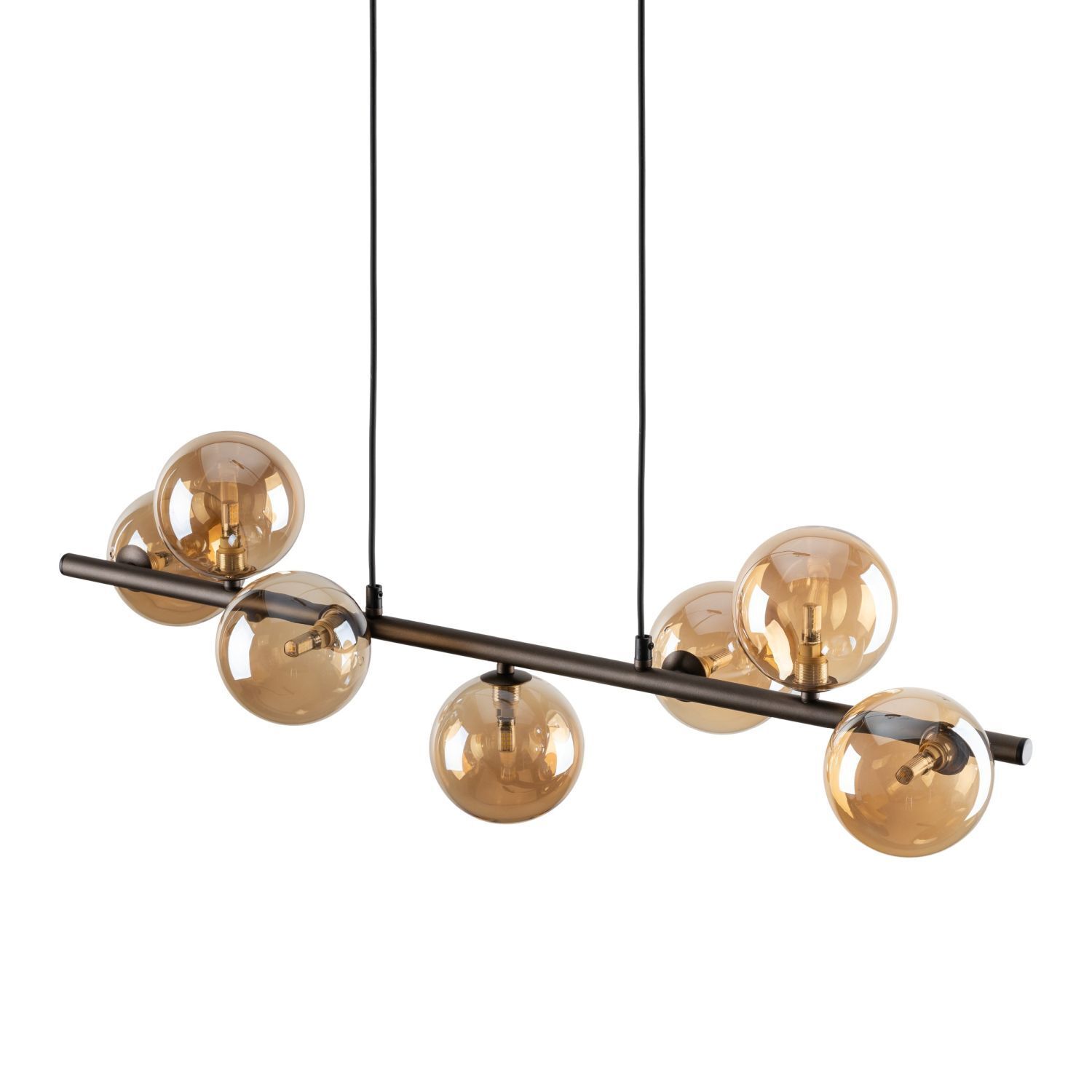 Pendelleuchte Metall Rauchglas L: 90 cm H: max. 153 cm 7x G9
