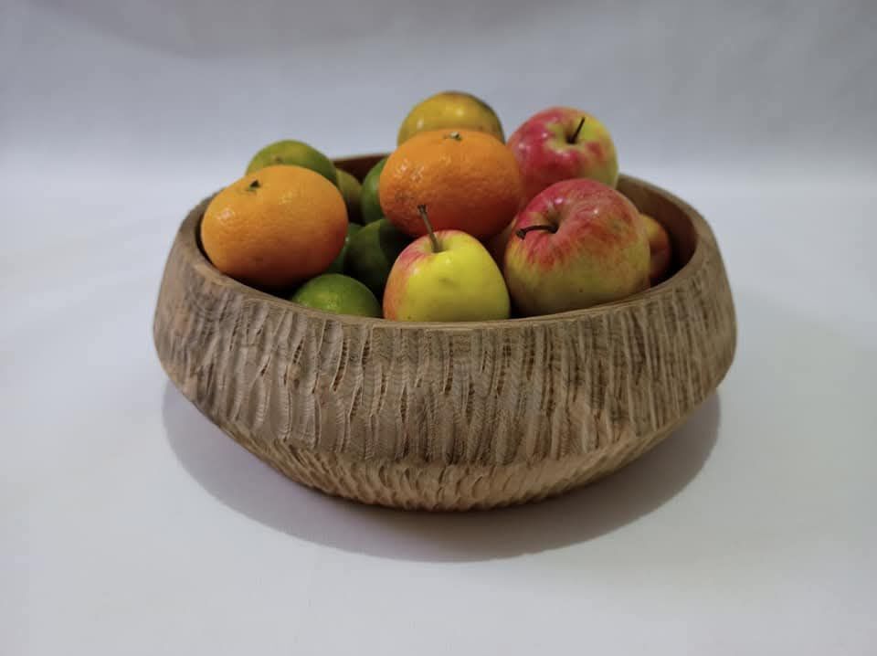 Schale Teak Holz 25 x 27 x 9 cm Unikat Handarbeit Schale, Obst, Pflanze, Produzieren, Apfel