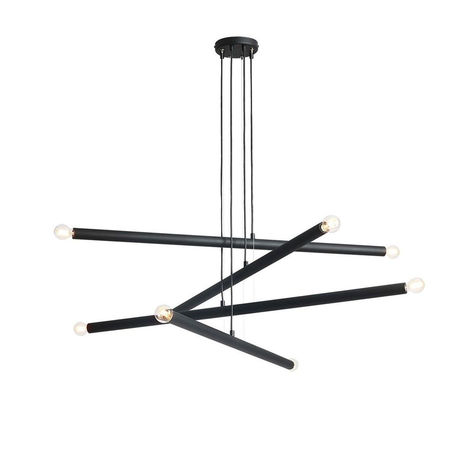 Metall Hängelampe Retro E14 100 cm länglich in Schwarz