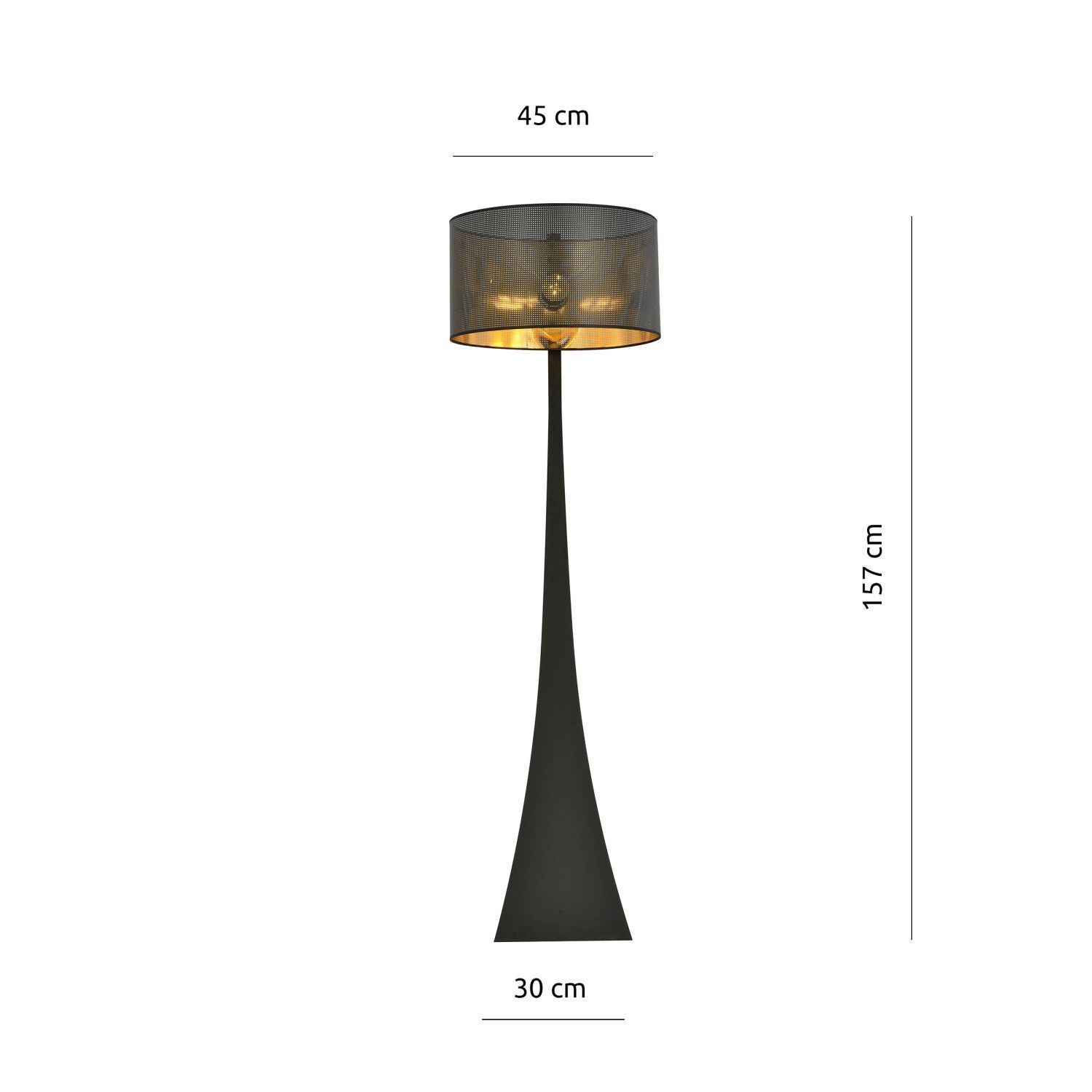 Stehleuchte Stoff Metall 157 cm Modern in Schwarz Gold E27 Lampe
