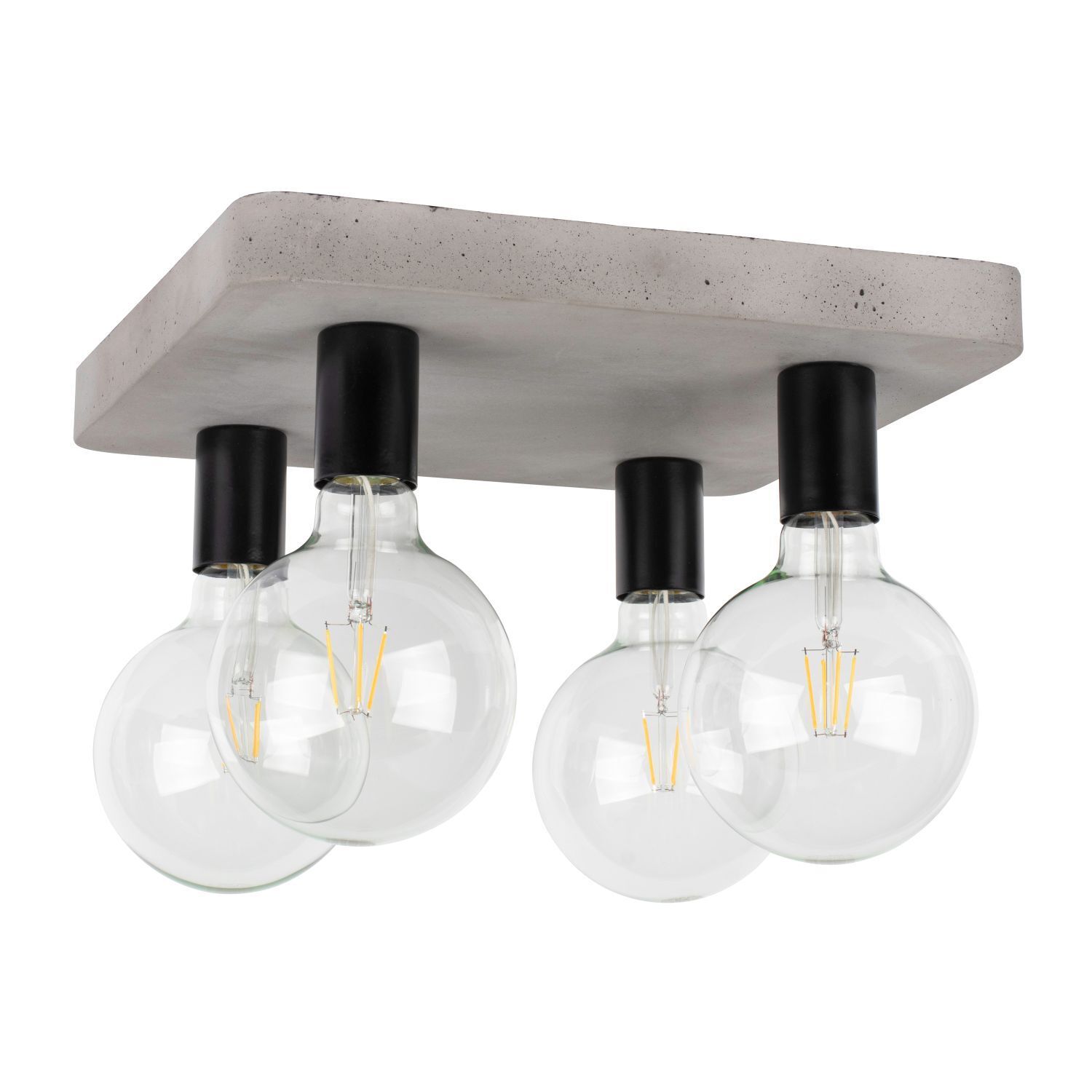 Moderne Deckenlampe Beton 4-flmg E27 quadratisch