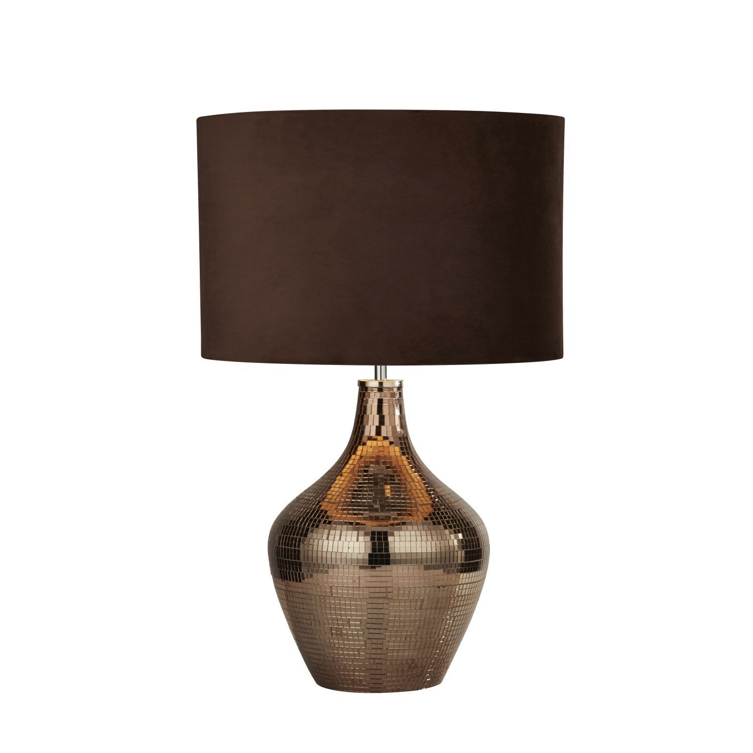 Nachttischlampe Braun E27 53,5 cm Ø 30 cm Glas Wildleder