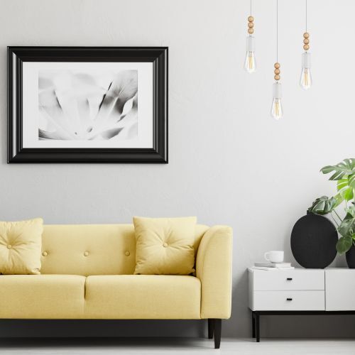 Hängelampe Weiß Holz lang Esstisch Modern 3-flmg