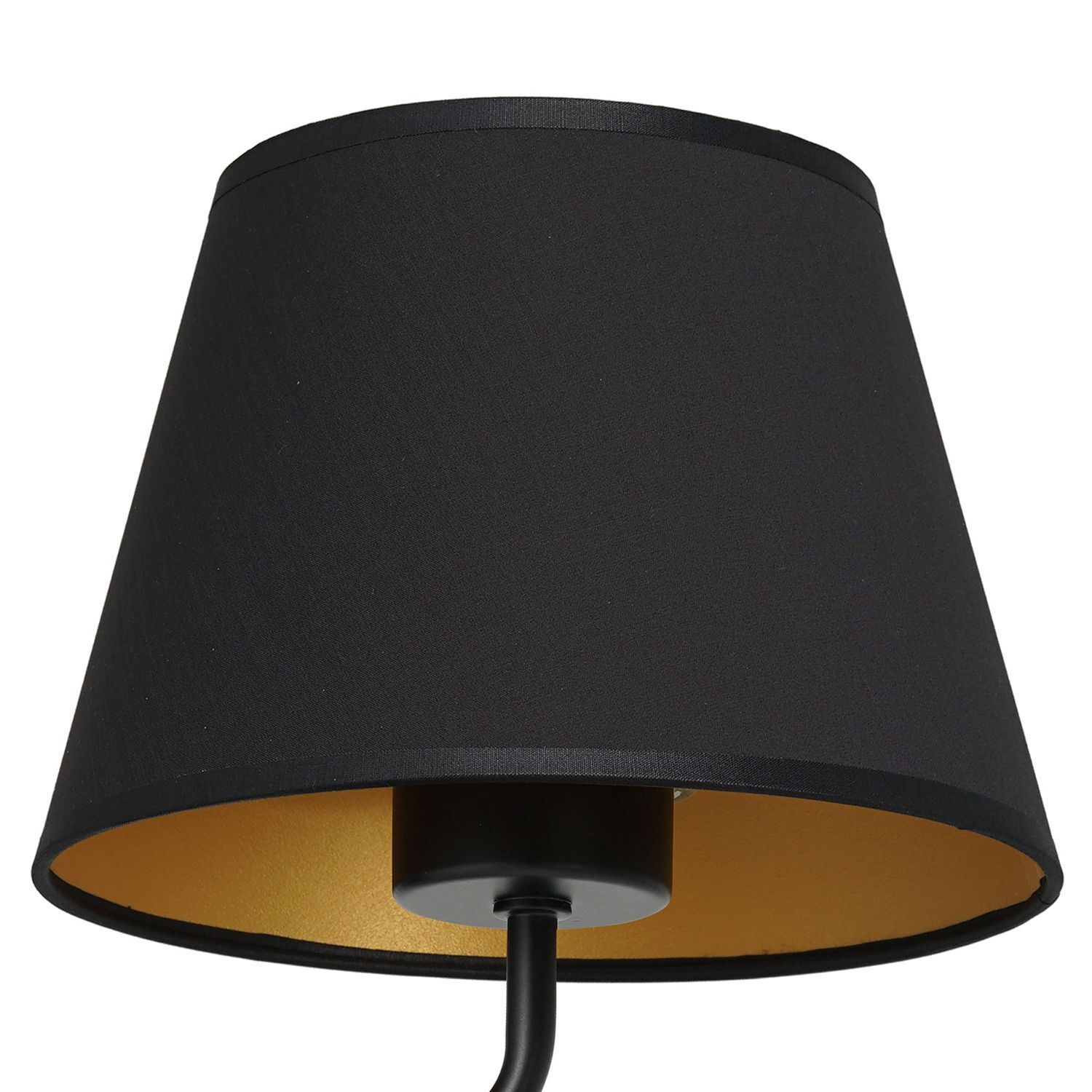 Wandlampe Schwarz Gold Stoffschirm konisch H:23 cm E27