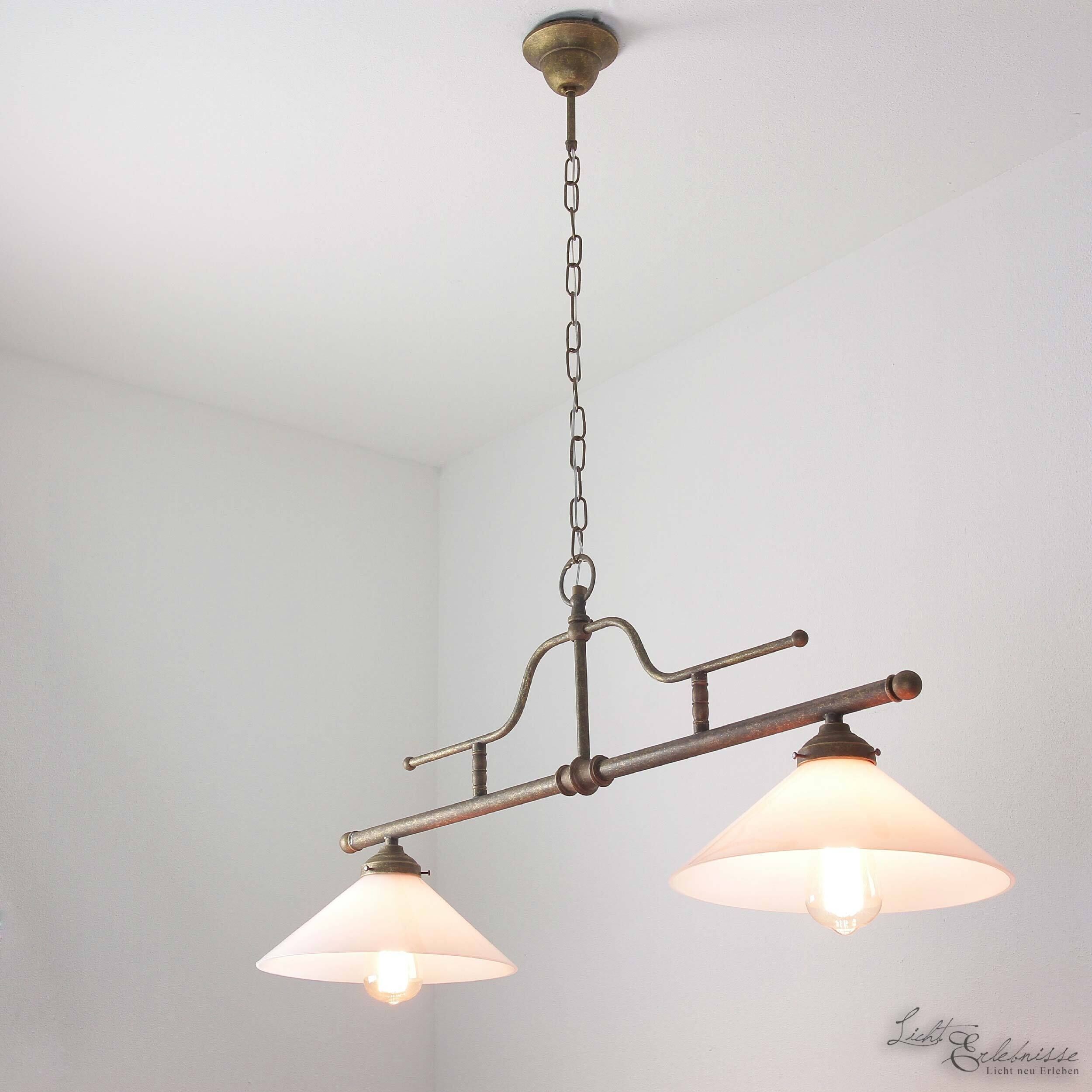 Hängeleuchte Bronze Antik 2-flmg Rustikal Premium Leuchter, Lampe, Leuchte, Deckenleuchte