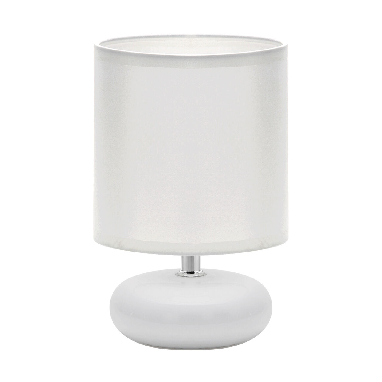Tischlampe Weiß 20 cm klein Keramik Stoff E14