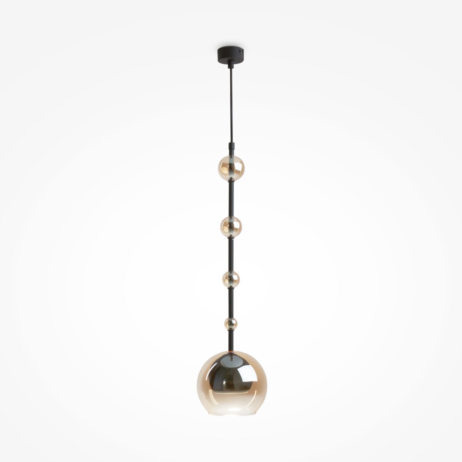 Hängeleuchte Metall Rauchglas D: 16 cm rund GU10 Modern Hängeleuchte, Pendelleuchte, Glaskugel, Schwarz, Kugelpendel