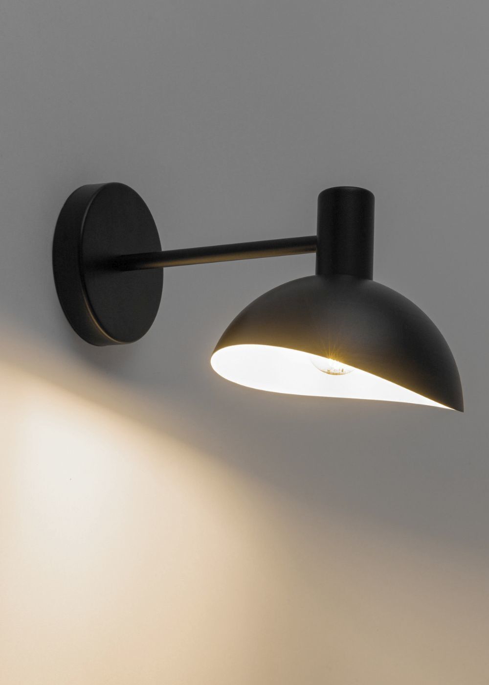 Metall Wandlampe Schwarz Weiß B:18 cm schmal E14 Modern