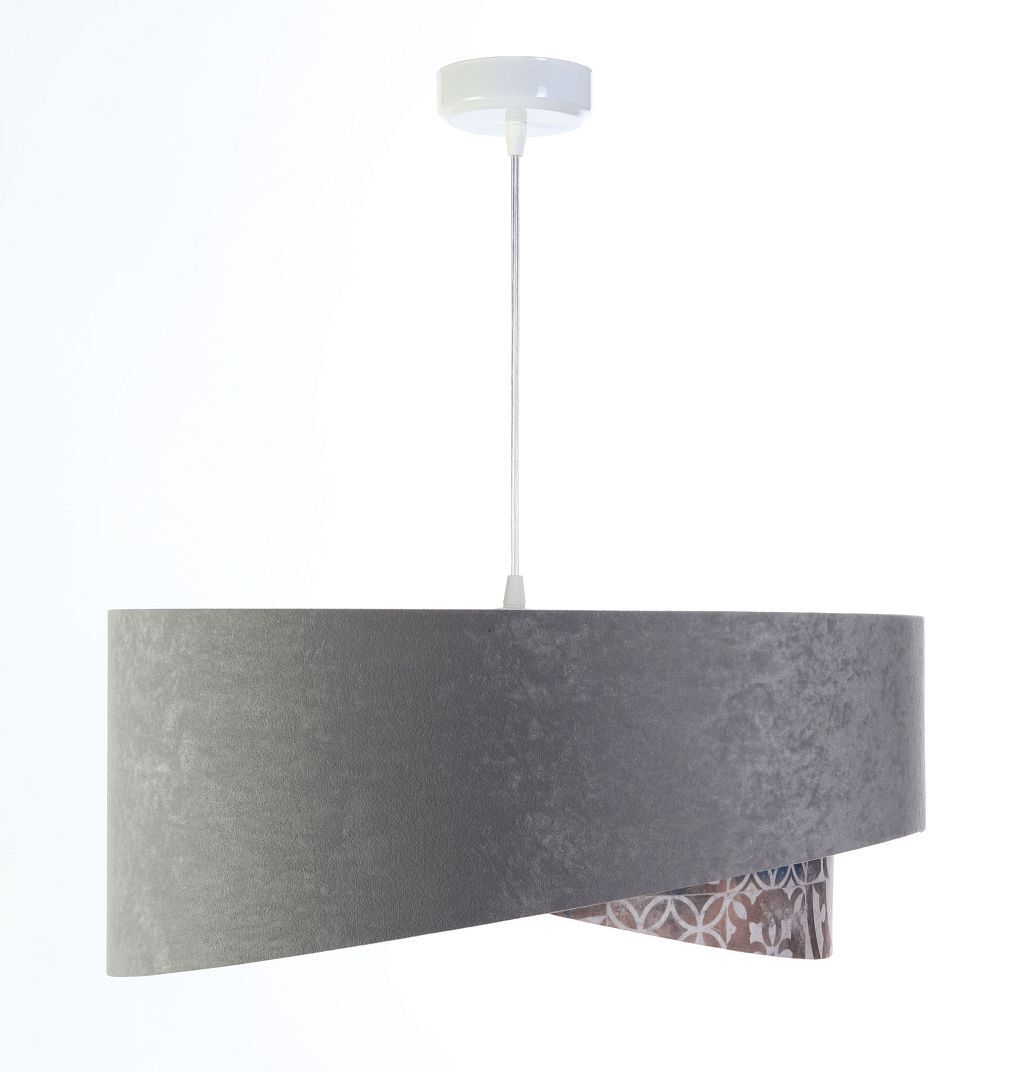 Pendelleuchte E27 rund D: 50 cm Velours Optik Modern Stoff