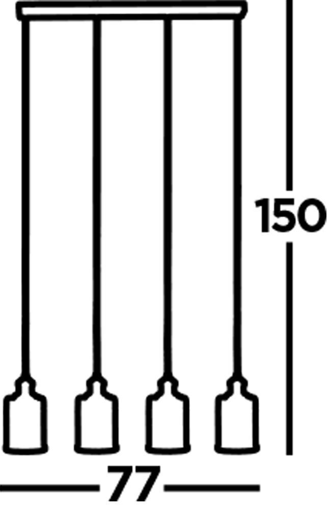 Pendelleuchte 4-flammig E27 Glas Metall Vintage LOGAN