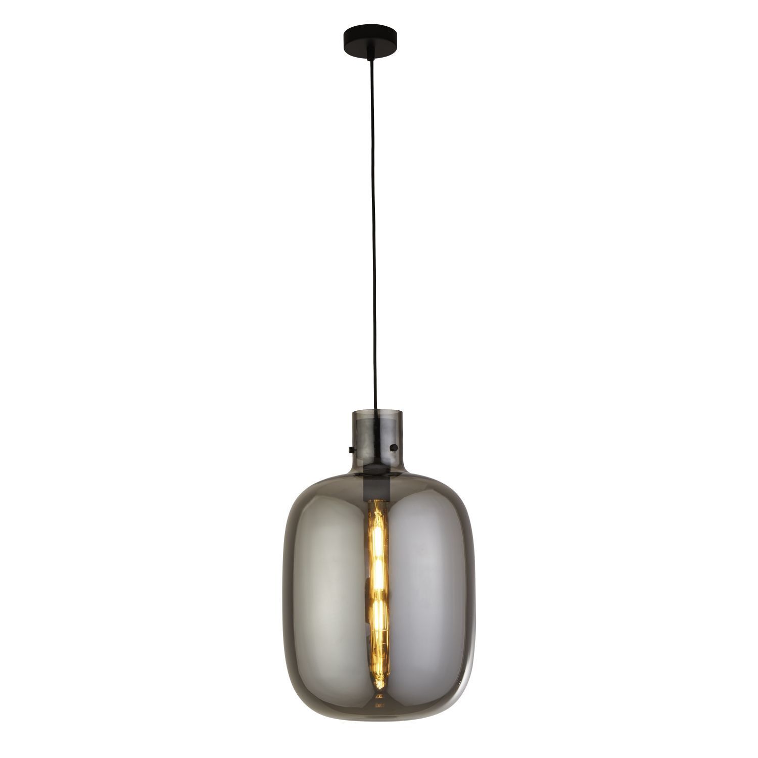 Hängeleuchte Rauchglas E27 D: 30 cm H: max. 120 cm Grau