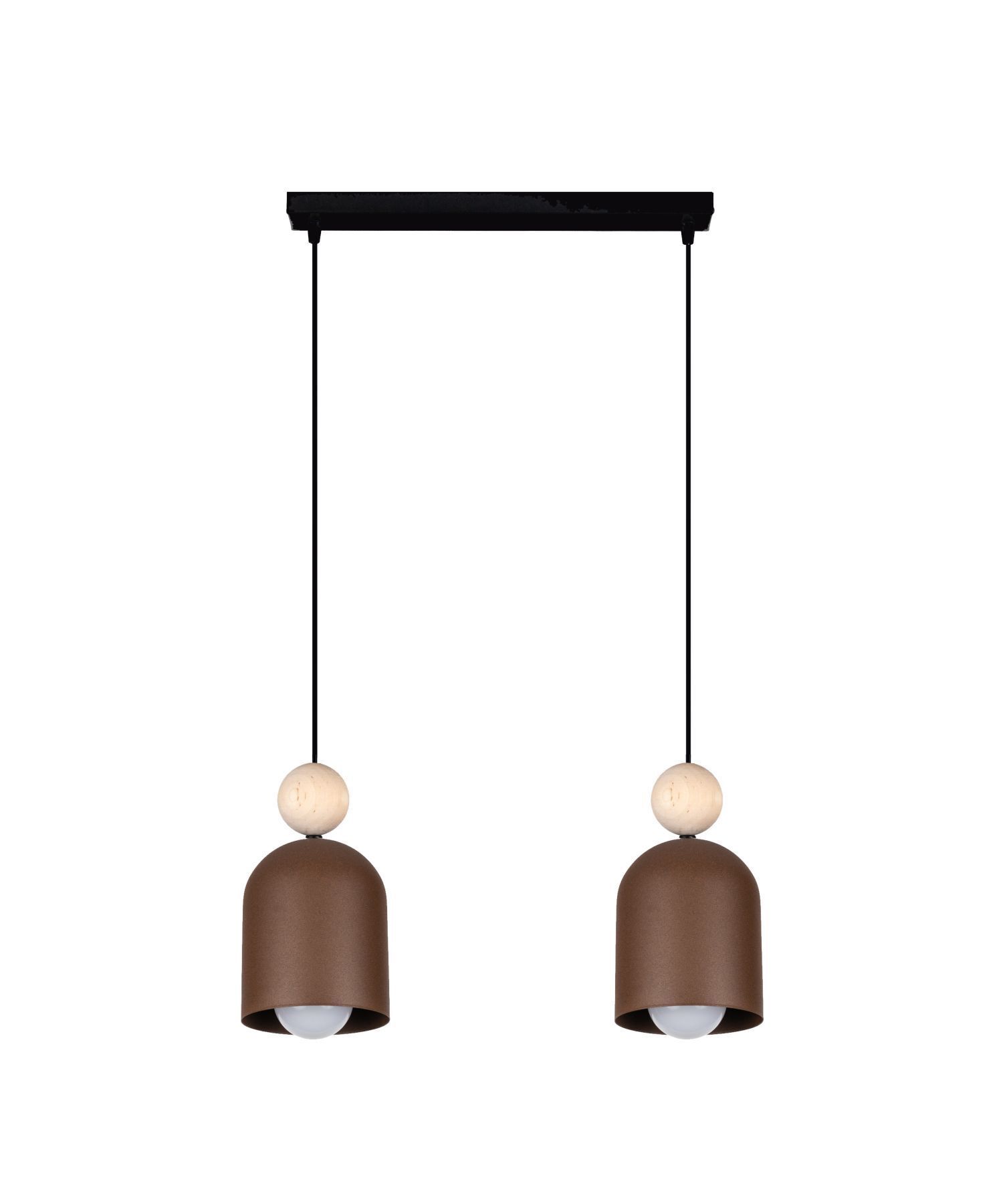 Gemütliche Hängeleuchte Rostbraun Metall Holz E27 46 cm