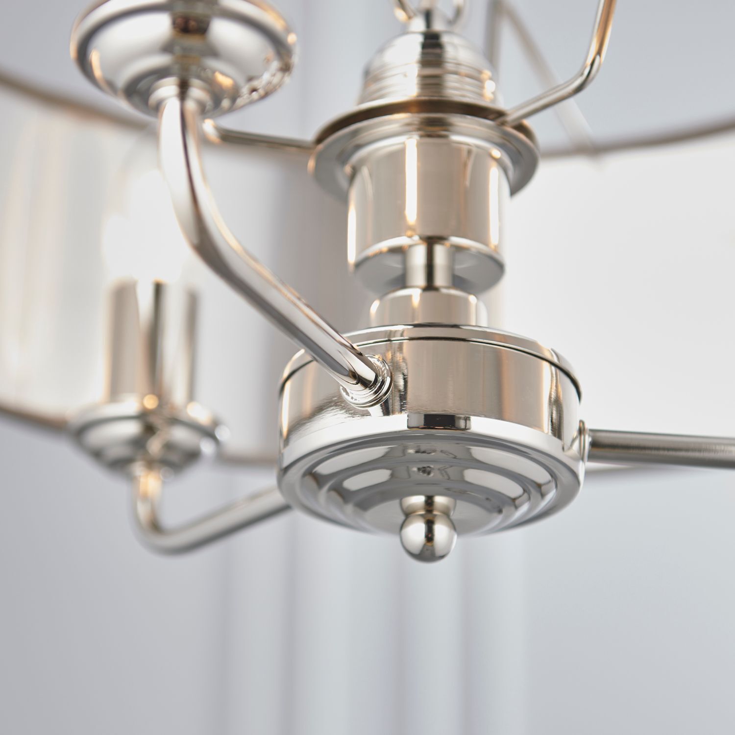 Hängelampe rund D: 45 cm Stoff Metall Nickel Anthrazit 3x E14