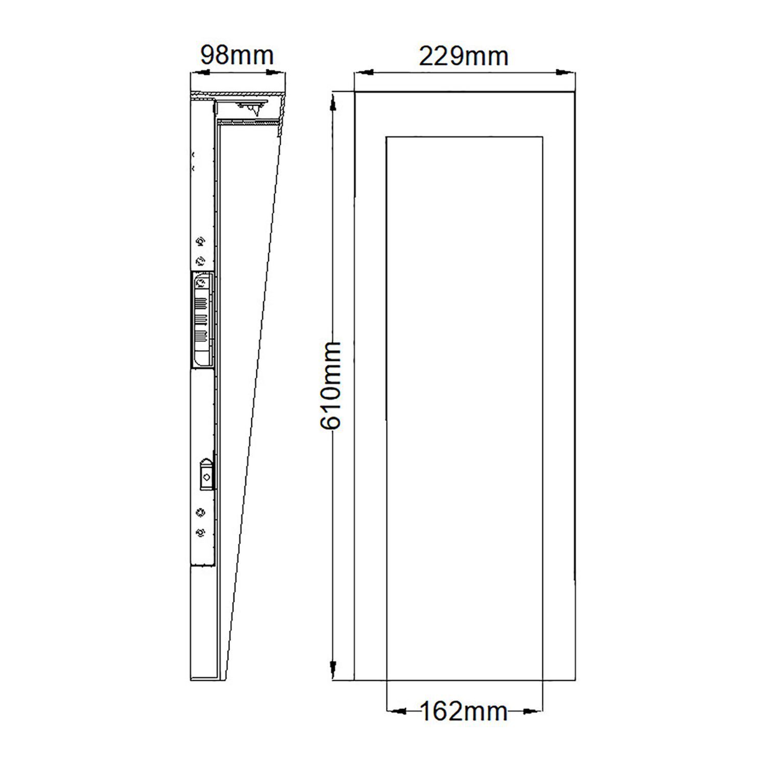 Außenlampe Wand LED IP44 H: 61 cm Schwarz eckig warmweiß Diagramm, Handlung, Seite, Text