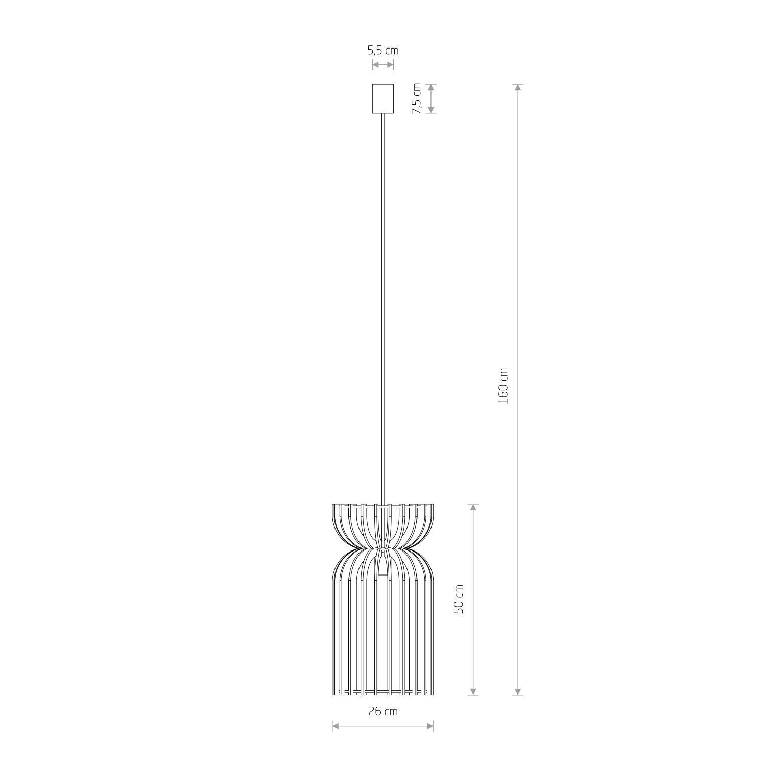 Hängeleuchte E27 Ø 26 cm Weiß Natur Holz Metall wohnlich