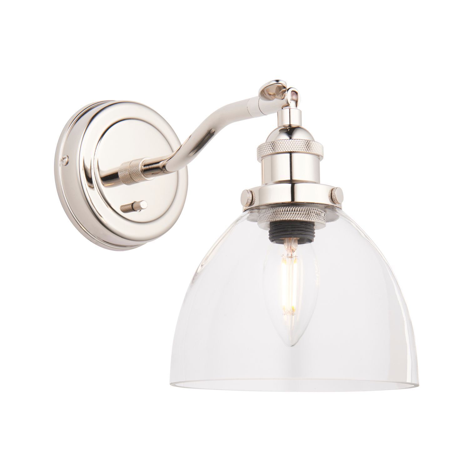 Wandleuchte mit Schalter Metall Glas E14 verstellbar in Nickel