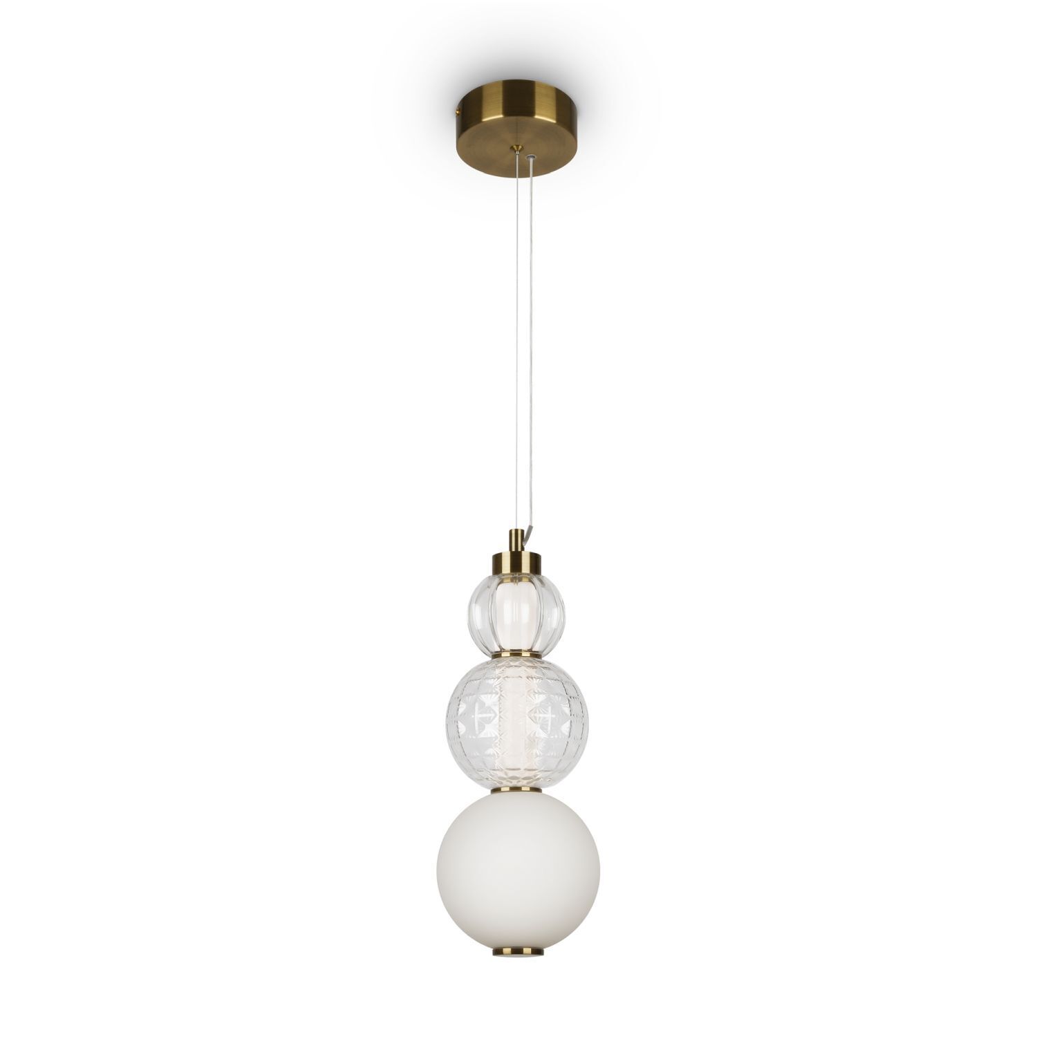 LED Hängeleuchte Metall Glas 14,7 cm breit in Gold Weiß