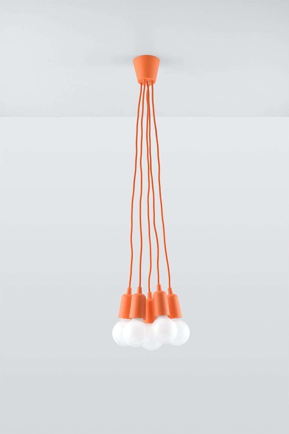 Knallige Pendelleuchte Orange 5-flammig Retro NESSA