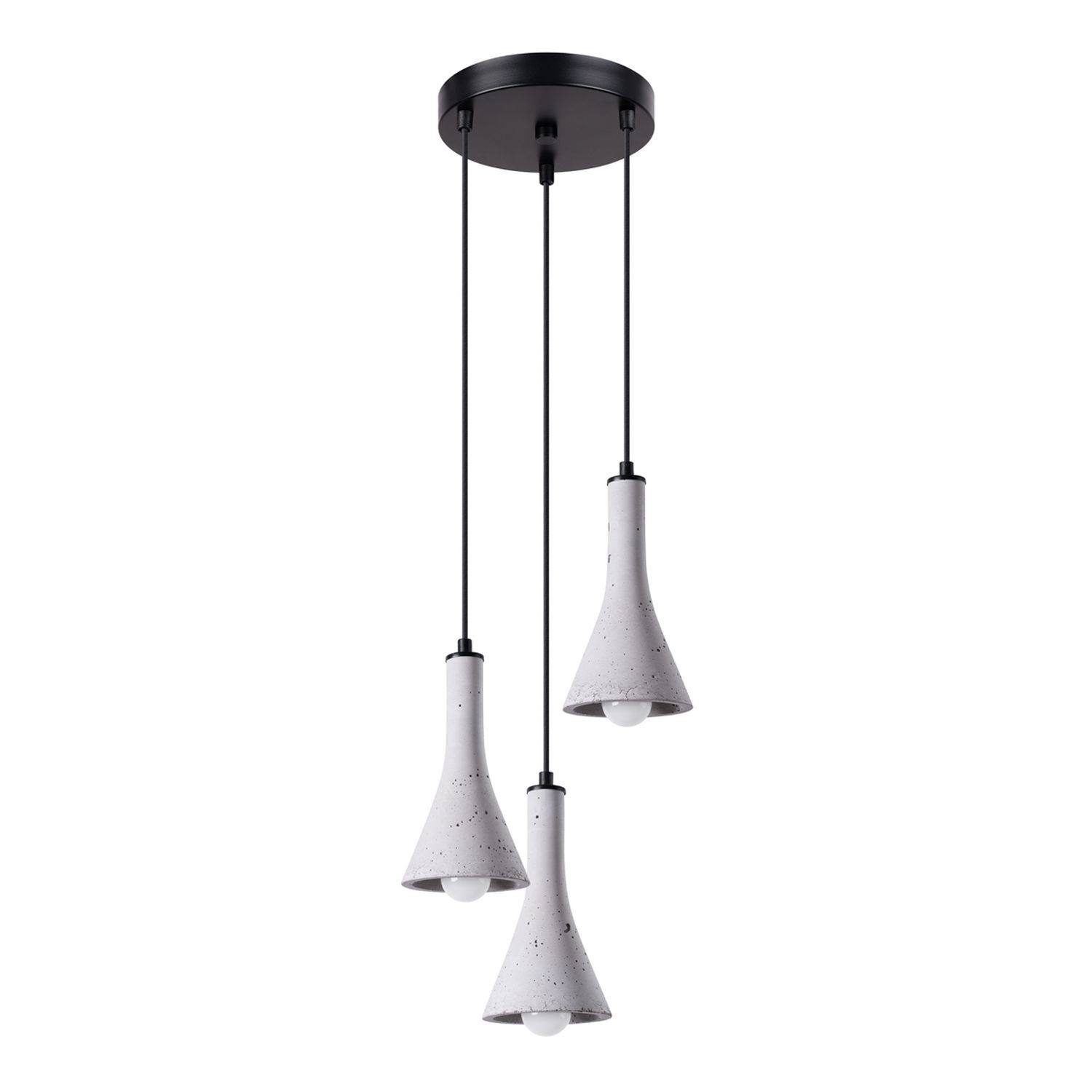 Hängelampe Beton Grau Schwarz E14 B:27 cm 3-flammig Hängelampe, Pendantleuchte, Kunststoff, Grau, Mehrfach-Licht