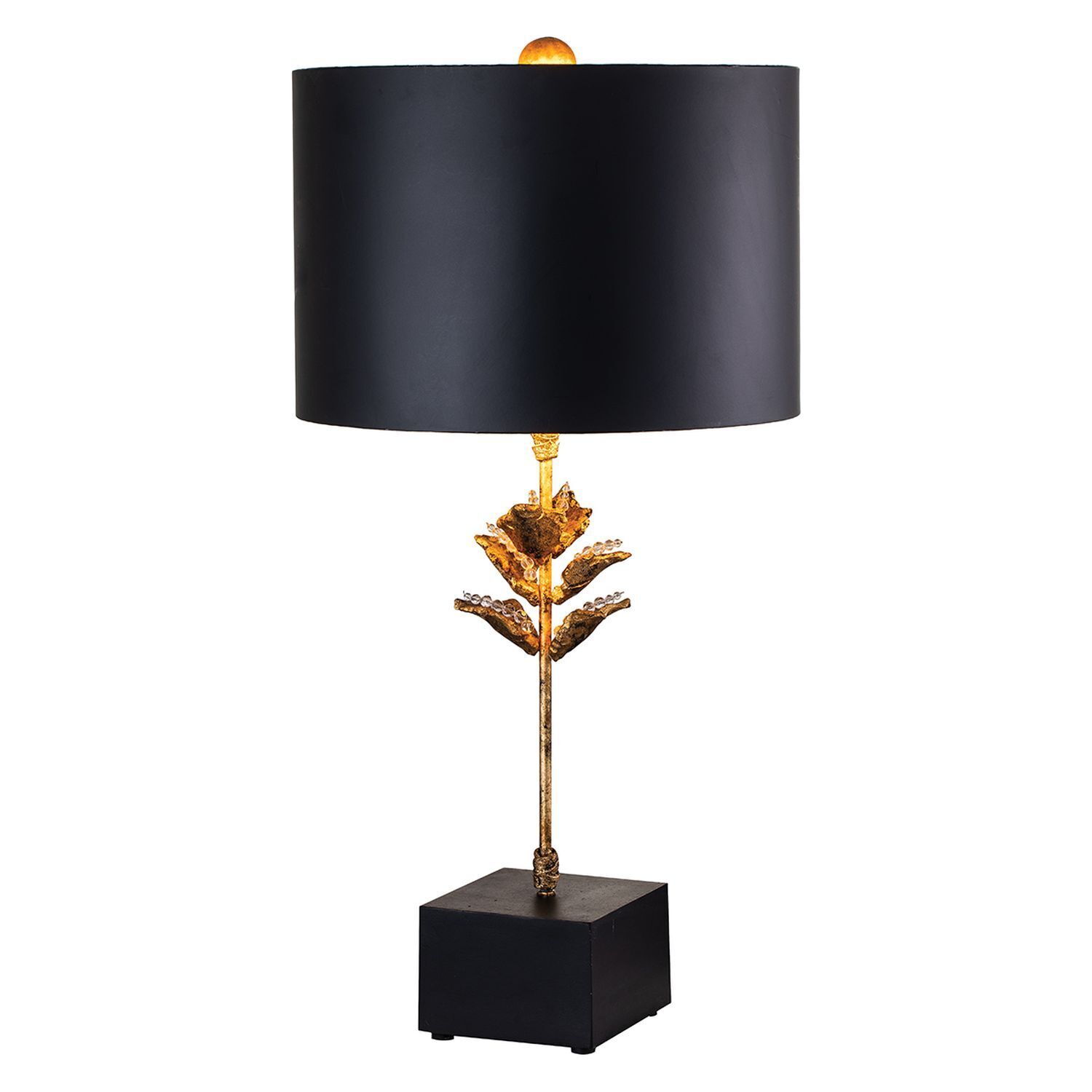 Tischlampe Schwarz Gold Antik Modern Pergament Schirm