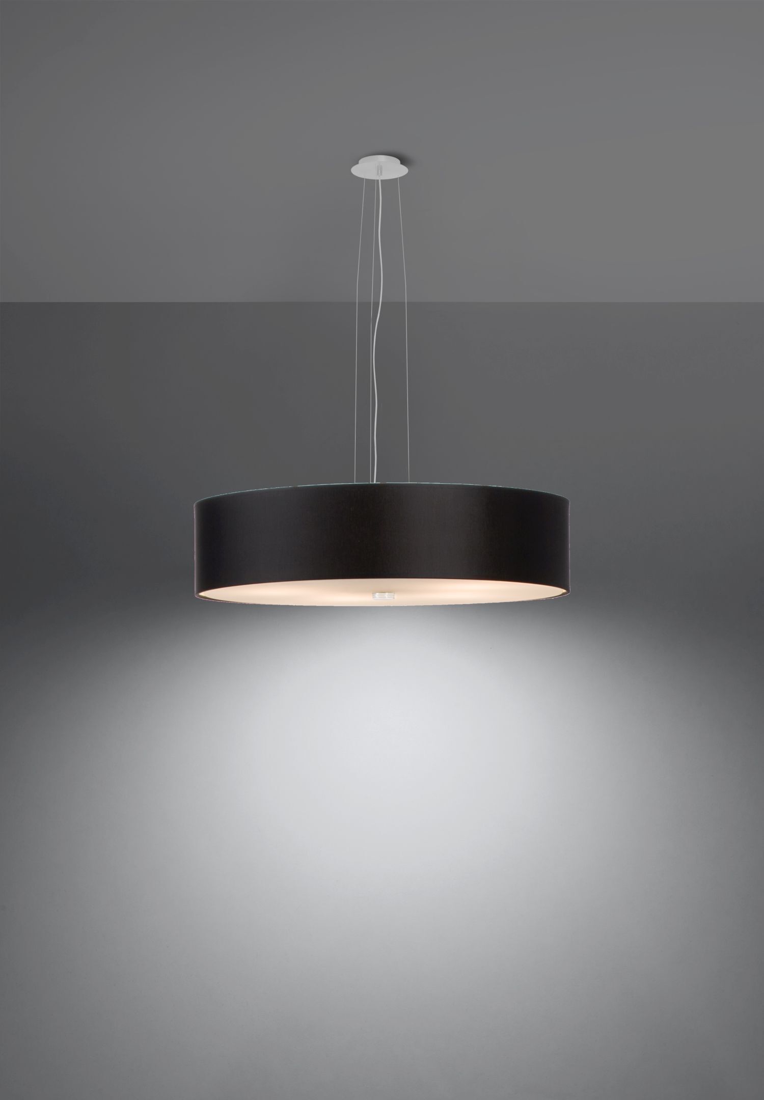 Pendelleuchte rund Ø 50 cm Schwarz blendarm Stoff Glas