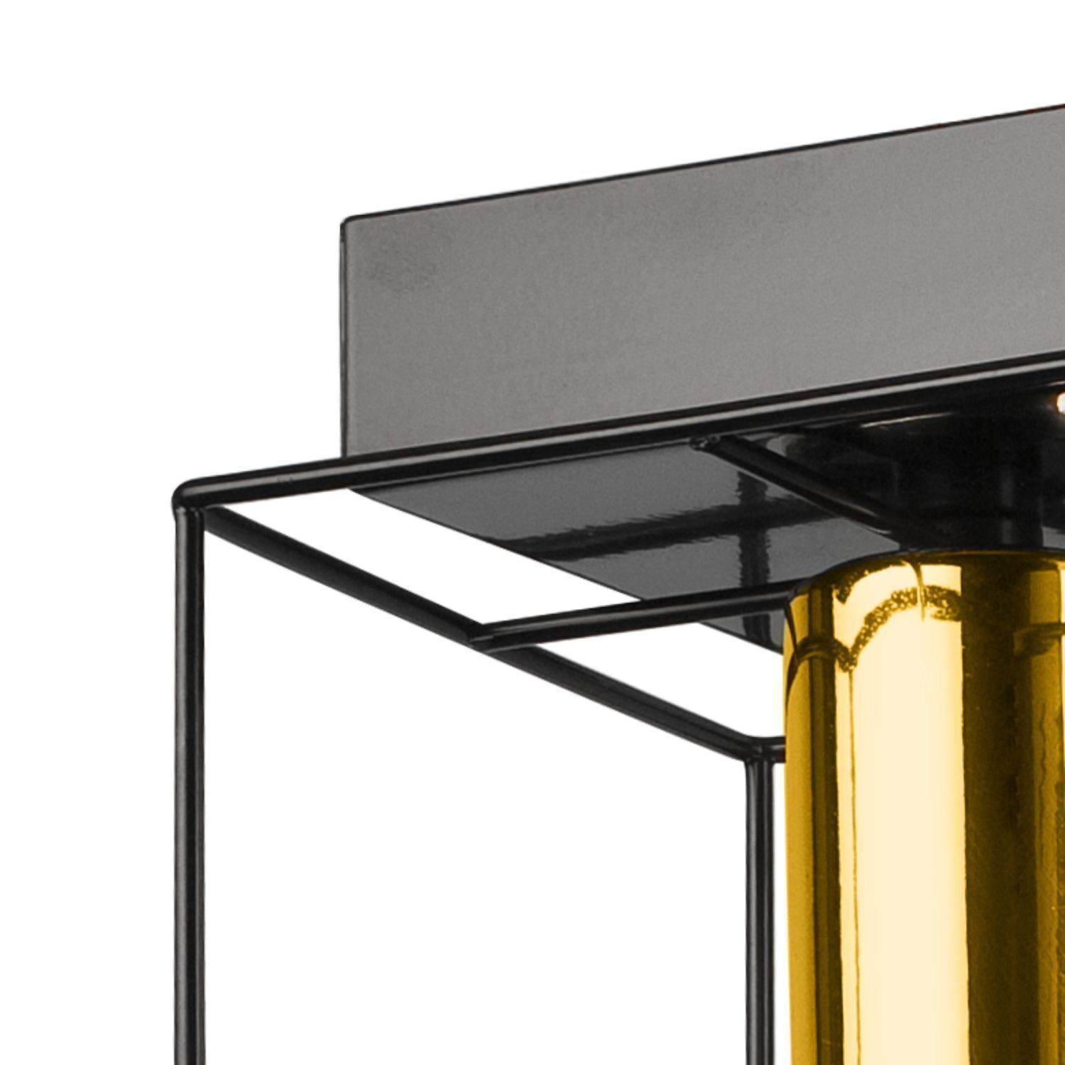 Deckenleuchte Metall 2-flammig E27 32 cm lang Schwarz Gold