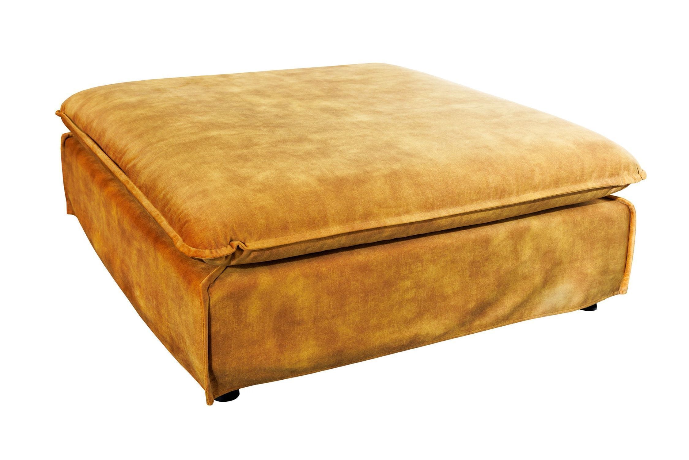 Polsterhocker Samt Gelb 100 cm lang waschbarer Bezug