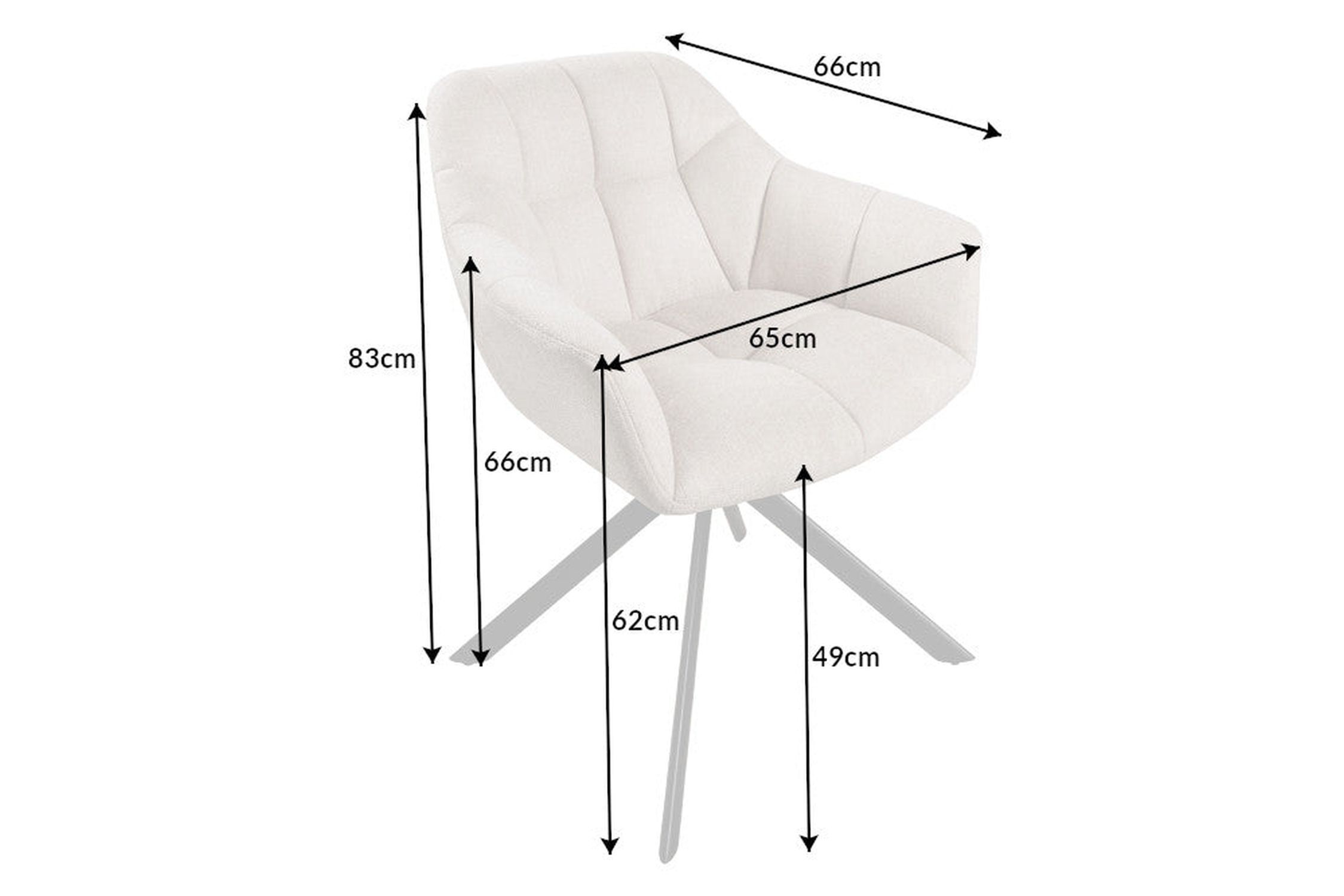 Bürostuhl ohne Rollen Creme Beige Schwarz Stoff Metall Retro Moebel, Stuhl, Krippe, Babybett