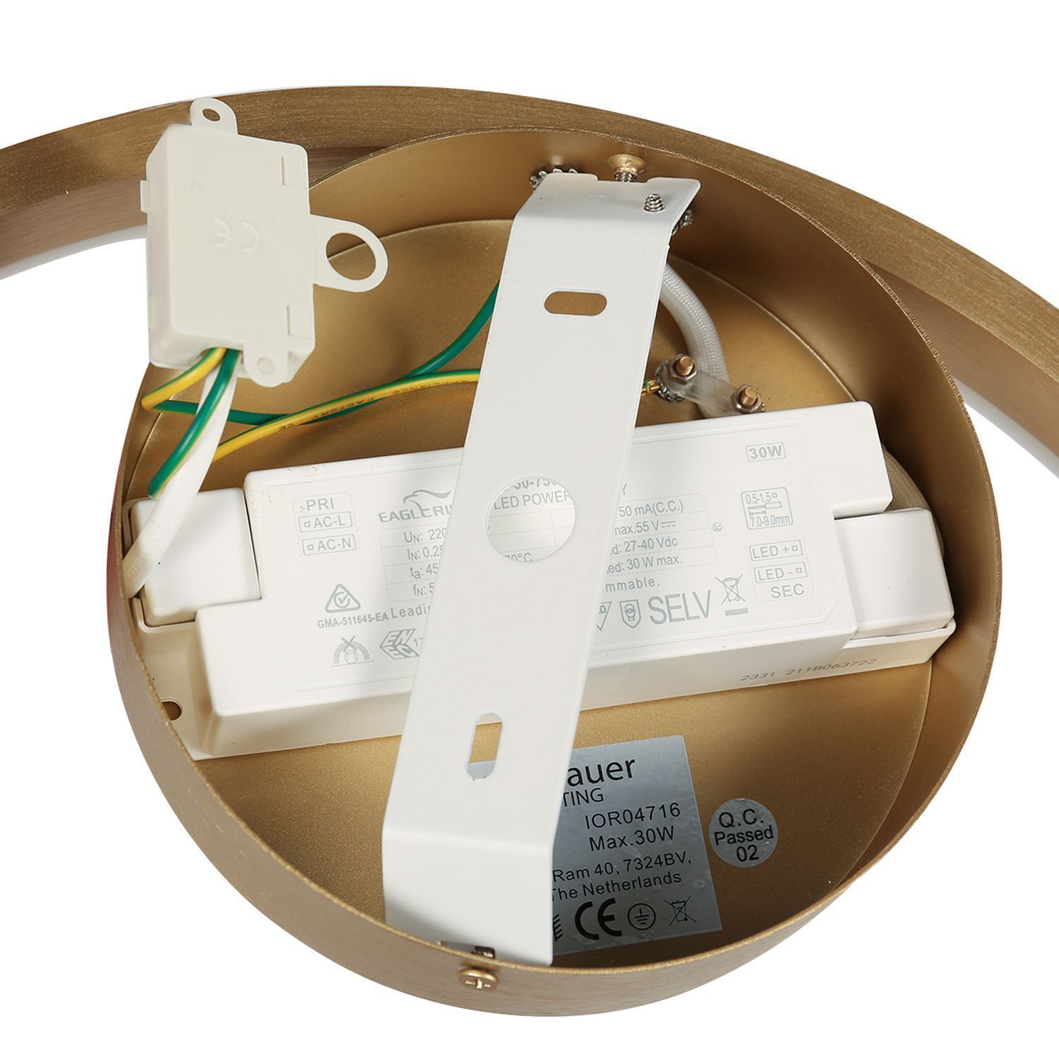 Dekorative LED Wandlampe Metall in Gold H:40 cm Ring