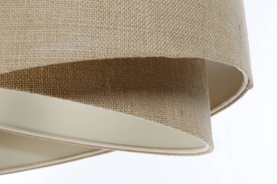 Hängeleuchte Natur E27 rund D: 45 cm Modern Boho Dekoration für Zuhause, Leinen, Lampe, Leinwand