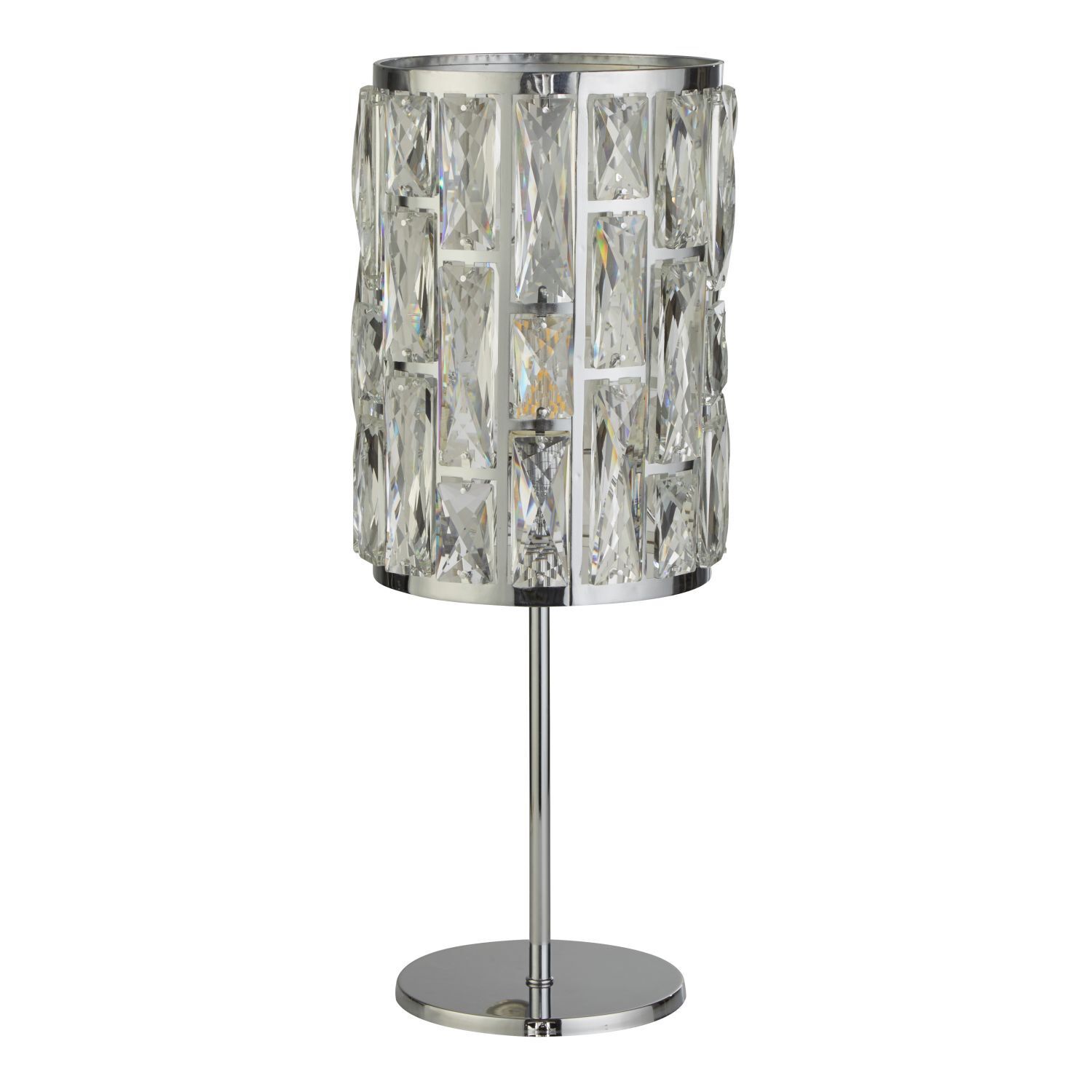 Tischleuchte Kristall Metall 47 cm D: 19,5 cm Chrom Klar