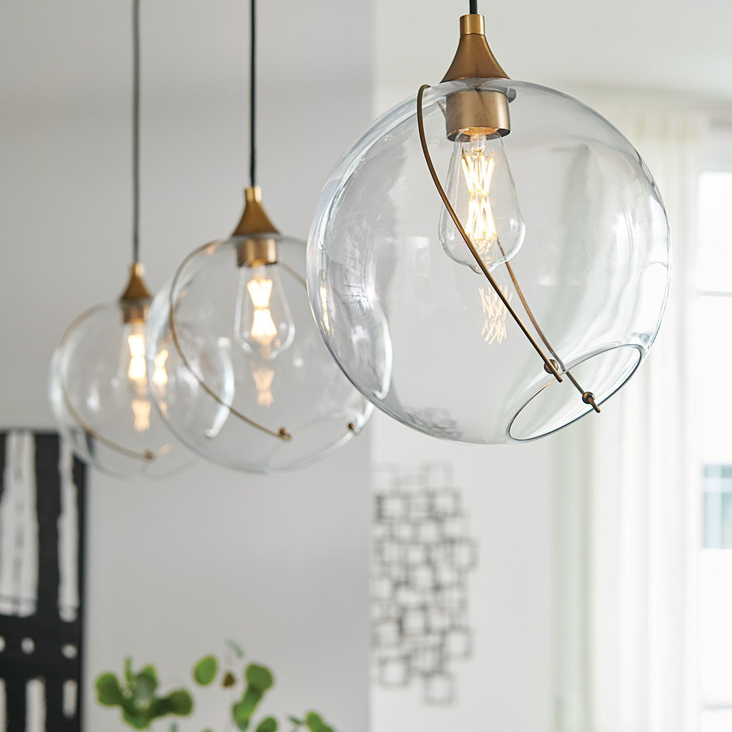 Pendelleuchte, Glasschirm, E27, transparent, Hängelampe