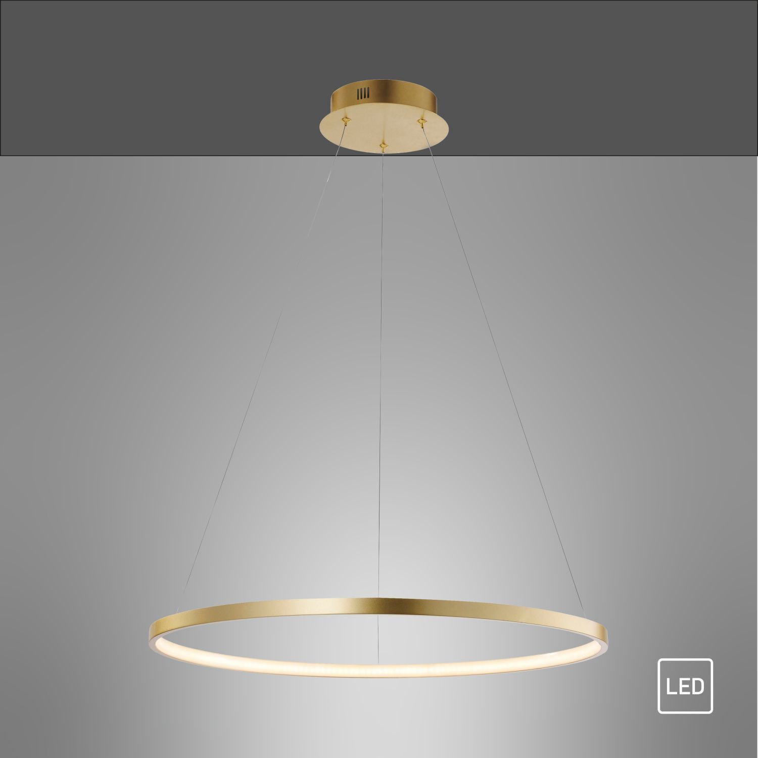 LED Hängelampe Ring in Gold Metall Ø60 cm 3670 lm 29 W Leuchter, Lampe, Deckenleuchte, Leuchte