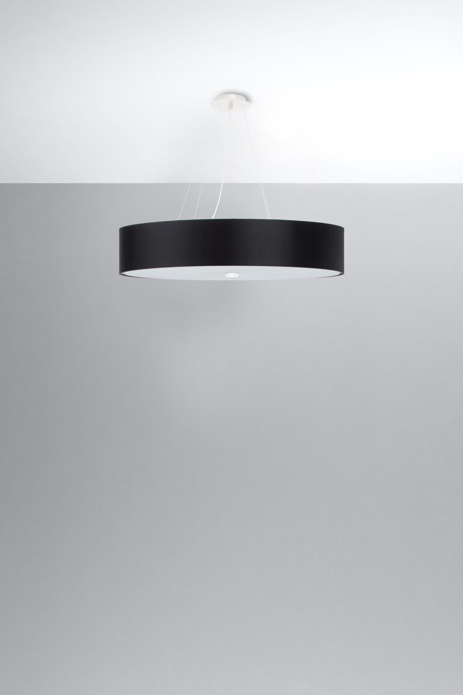 Hängelampe rund Ø 70 cm blendarm Stoff Glas 6x E27